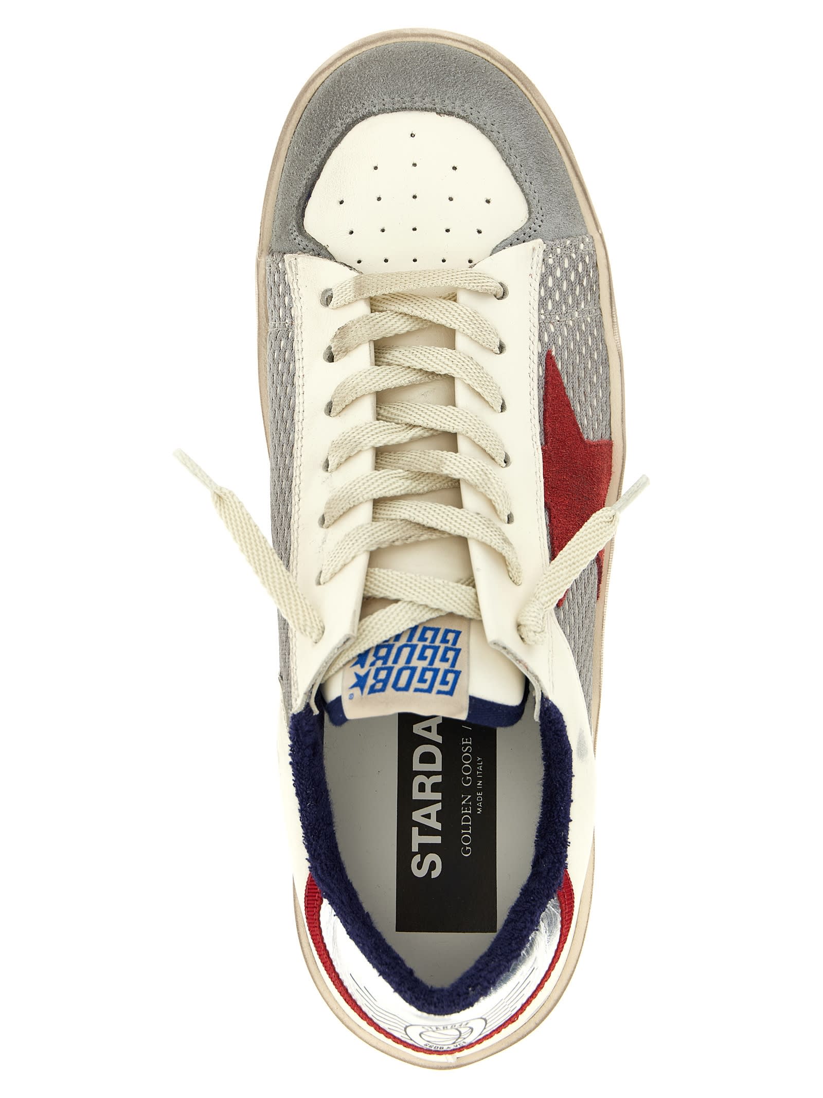 Golden Goose Stardan Mesh And Leather Sneakers White And Red