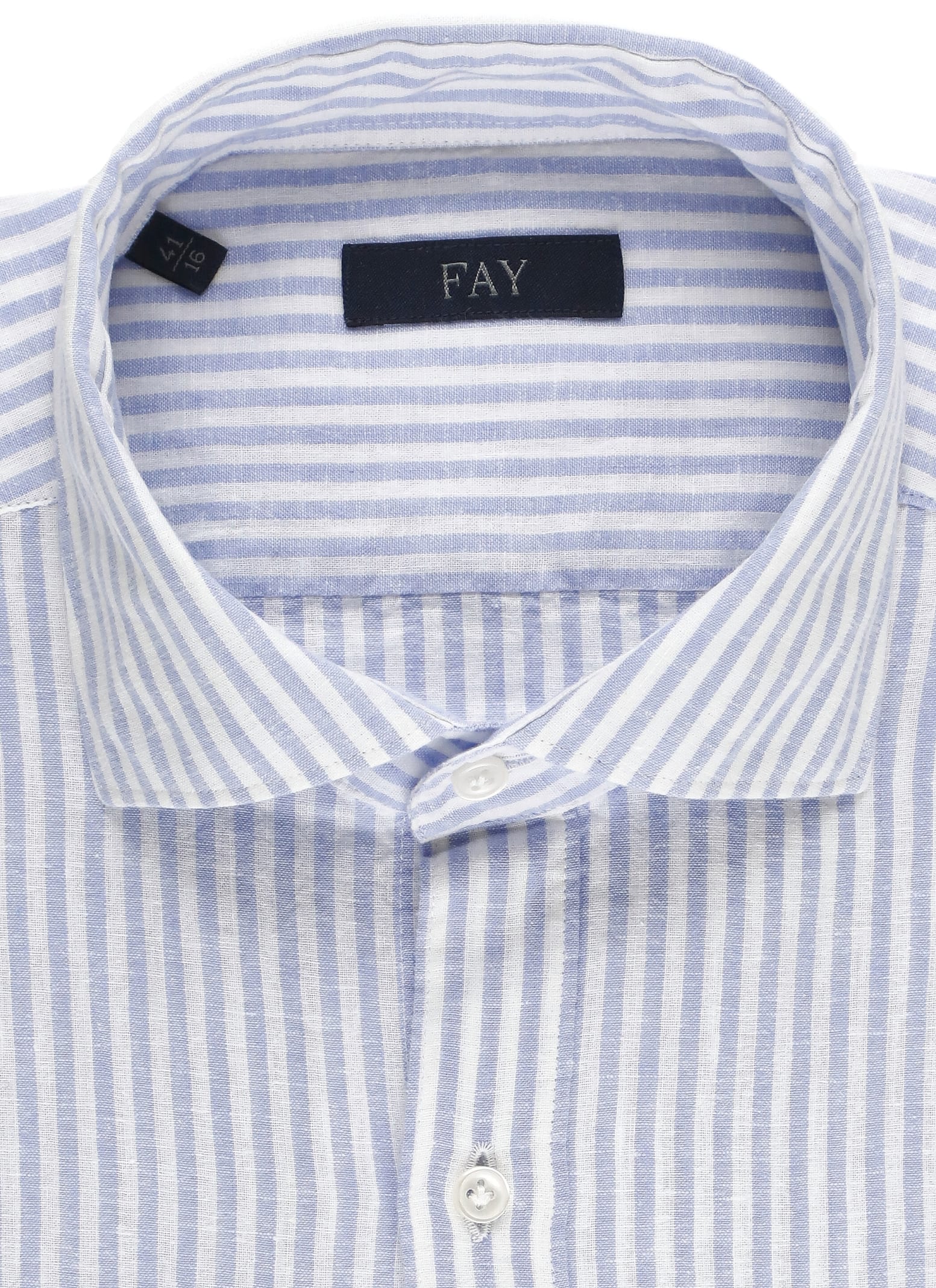 Shop Fay Striped Shirt In Bianco Azzurro