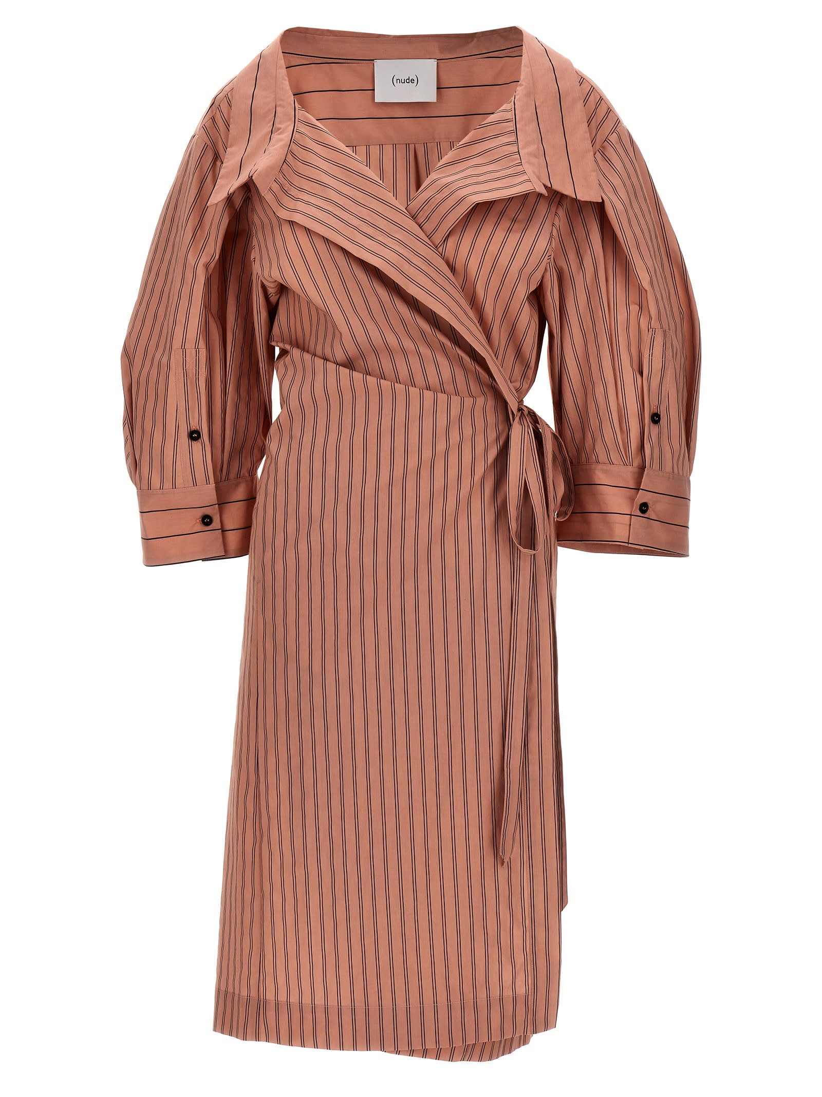 Shop Nude Striped Shirt Dress In Pink