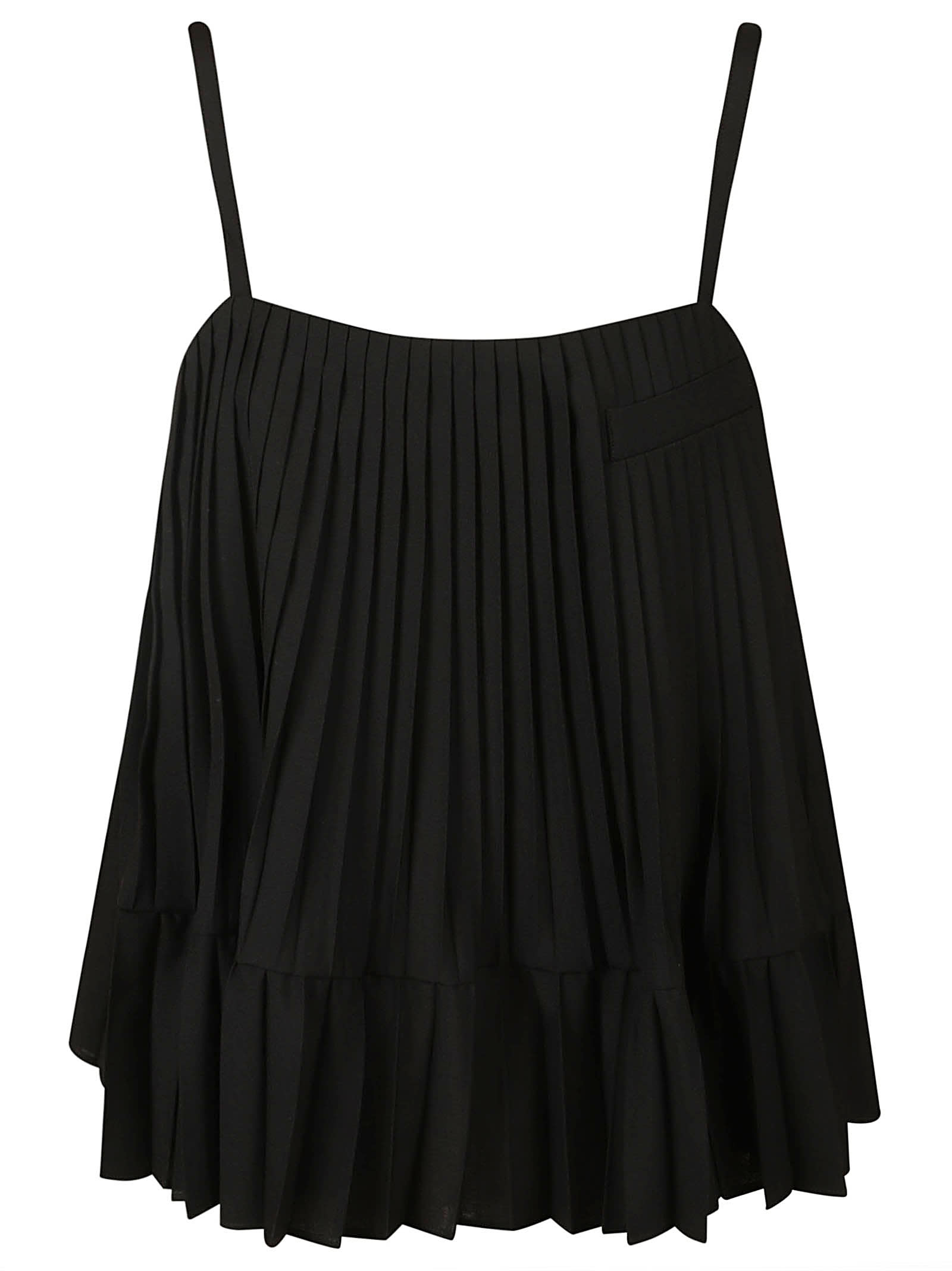 Shop Sacai V-back Pleated Top In Black