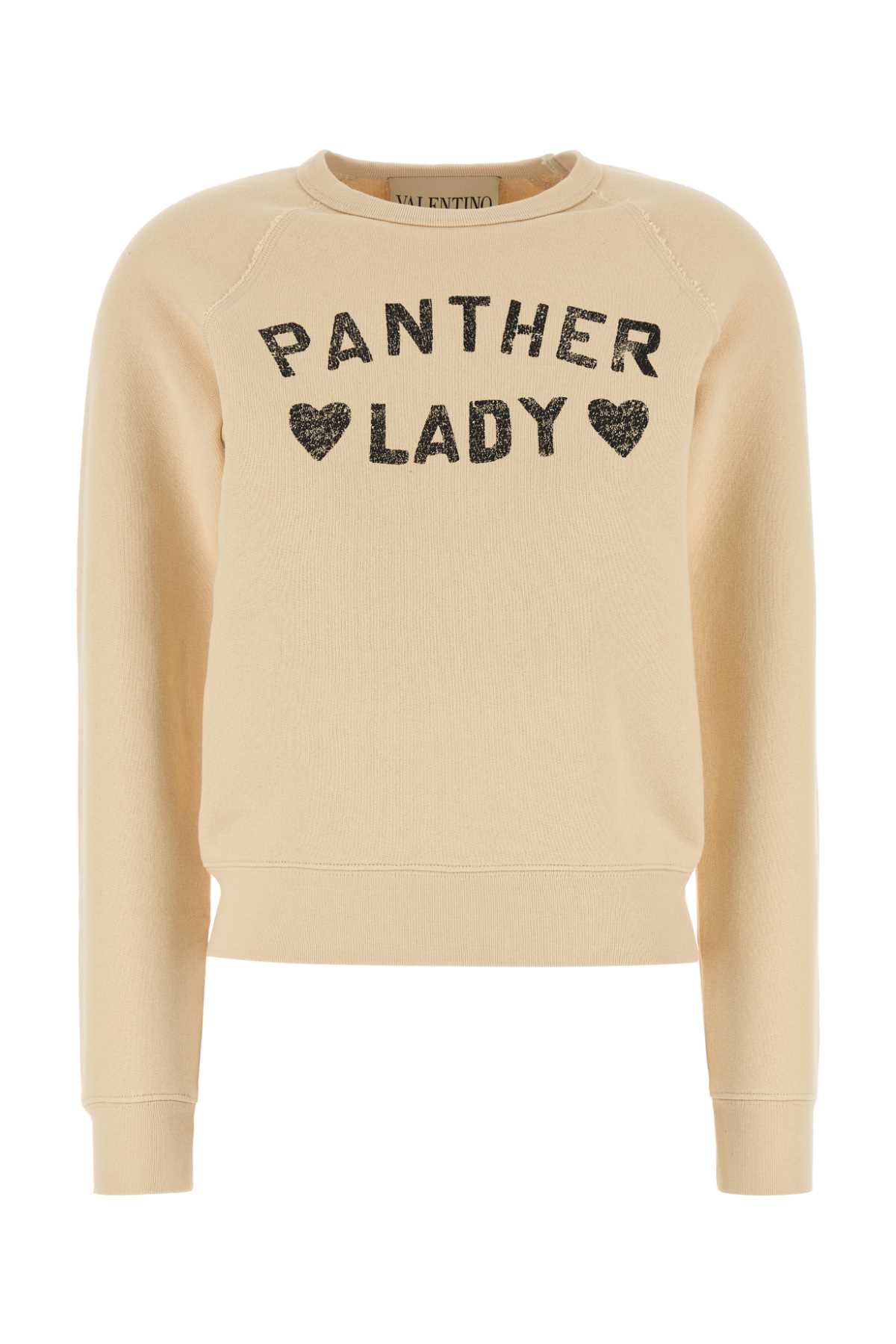 Valentino Graphic Print Cotton Sweatshirt With Raglan Sleeves In Black