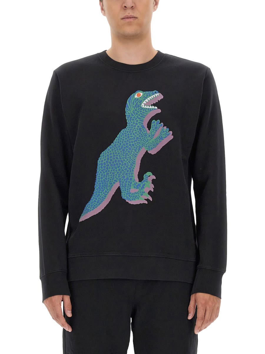 Shop Ps By Paul Smith Dino Print Sweatshirt In Black