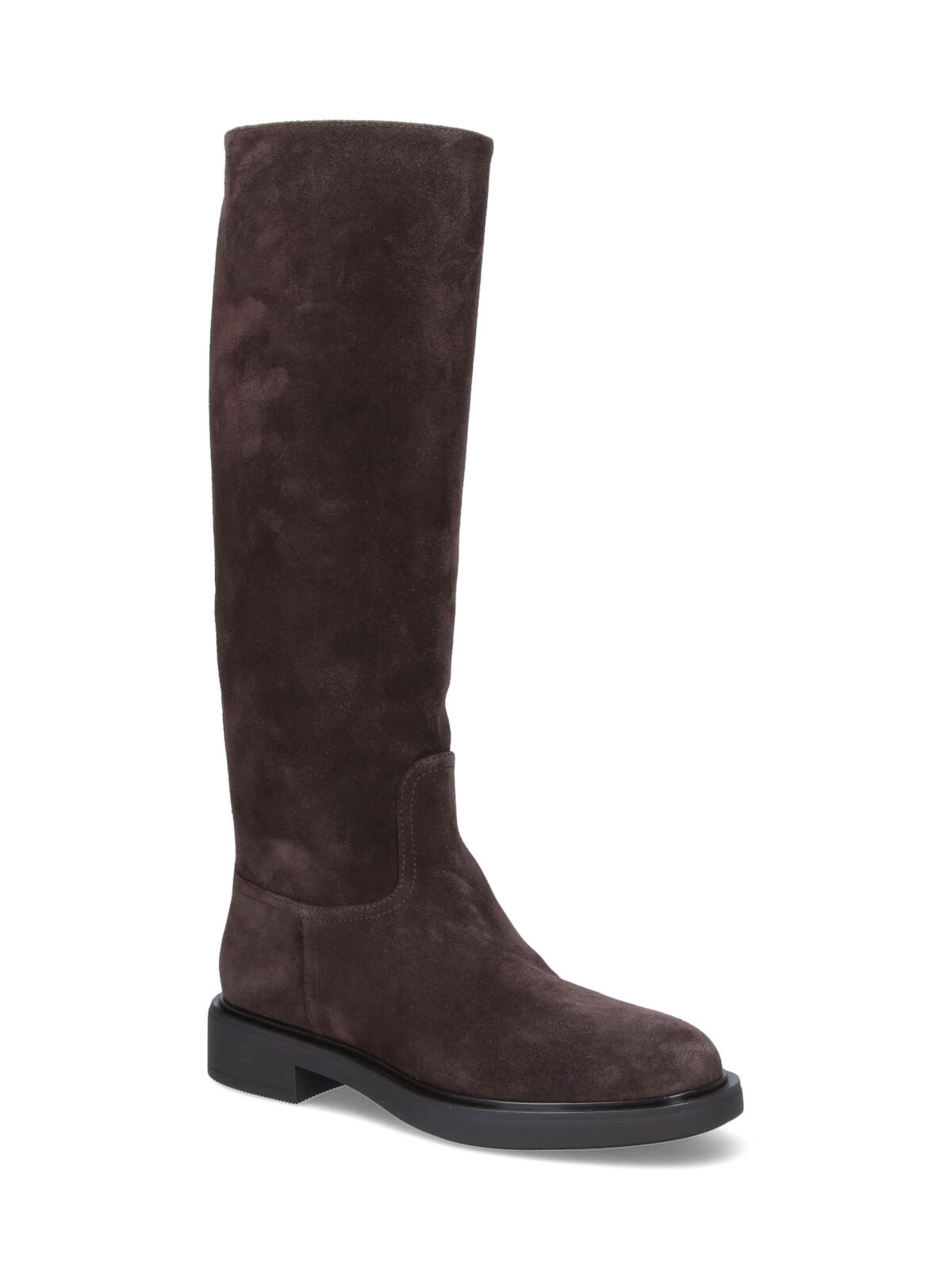 Gianvito Rossi Heeled Suede Knee-high Boots With Round Toe In Brown
