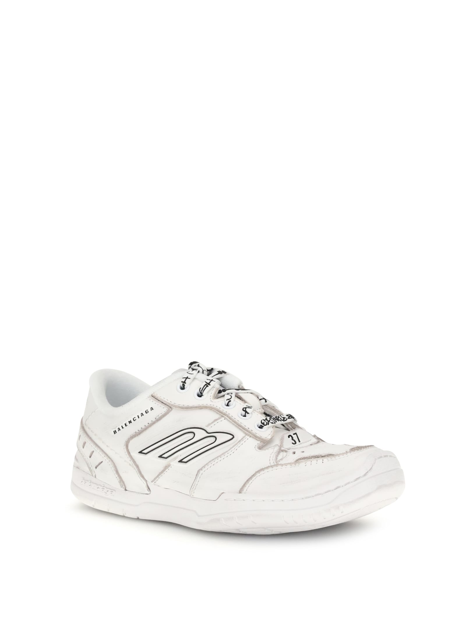 Balenciaga Women Hamptons Worn-out Sneakers In White