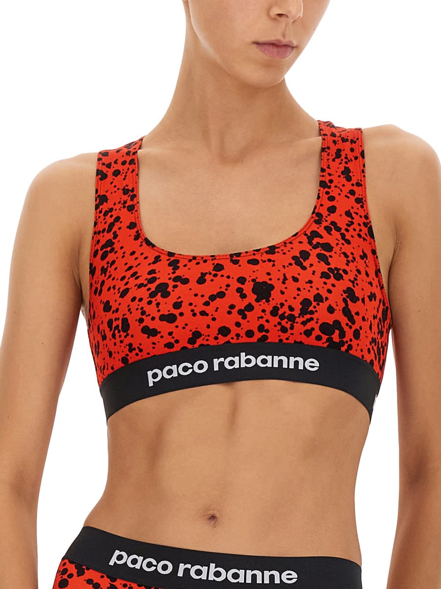 Shop Paco Rabanne Top With Logoed Band In Red