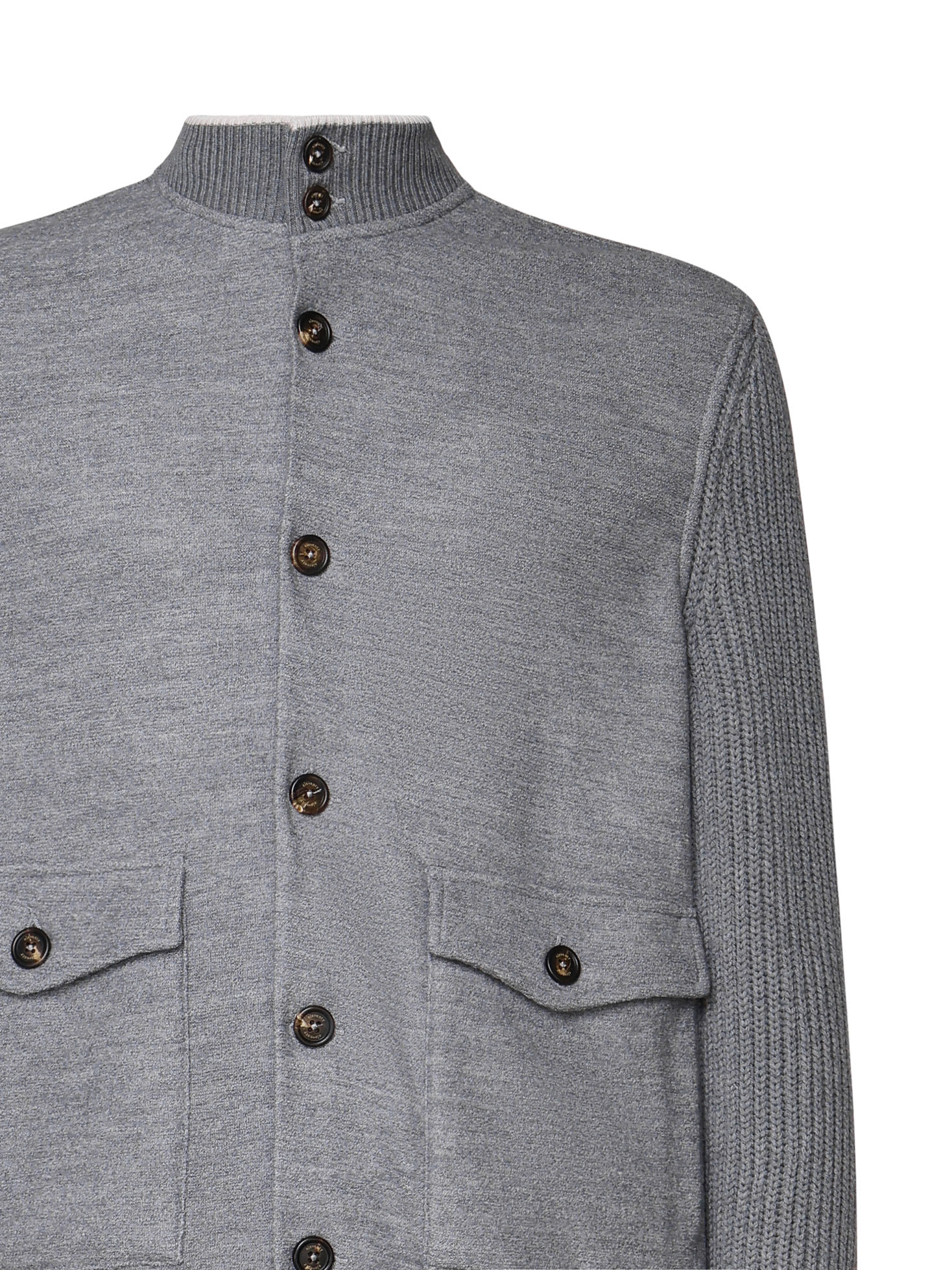 Shop Eleventy Bicolor Jacket In Grigio Chiaro Melange, Grigio