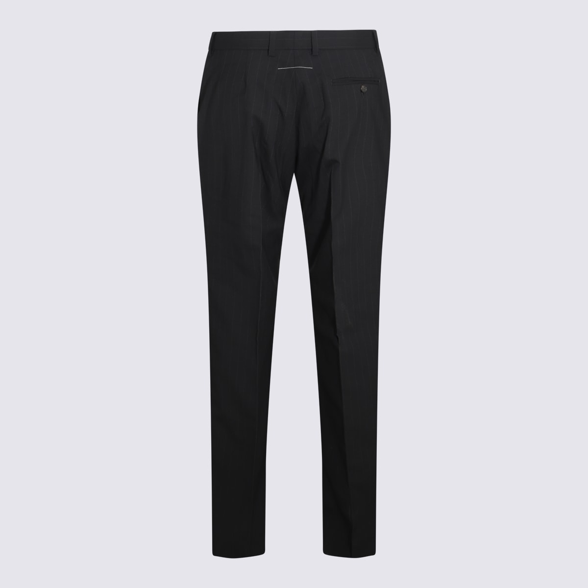 Shop Mm6 Maison Margiela Black Virgin Wool Blend Pants In F Black/white