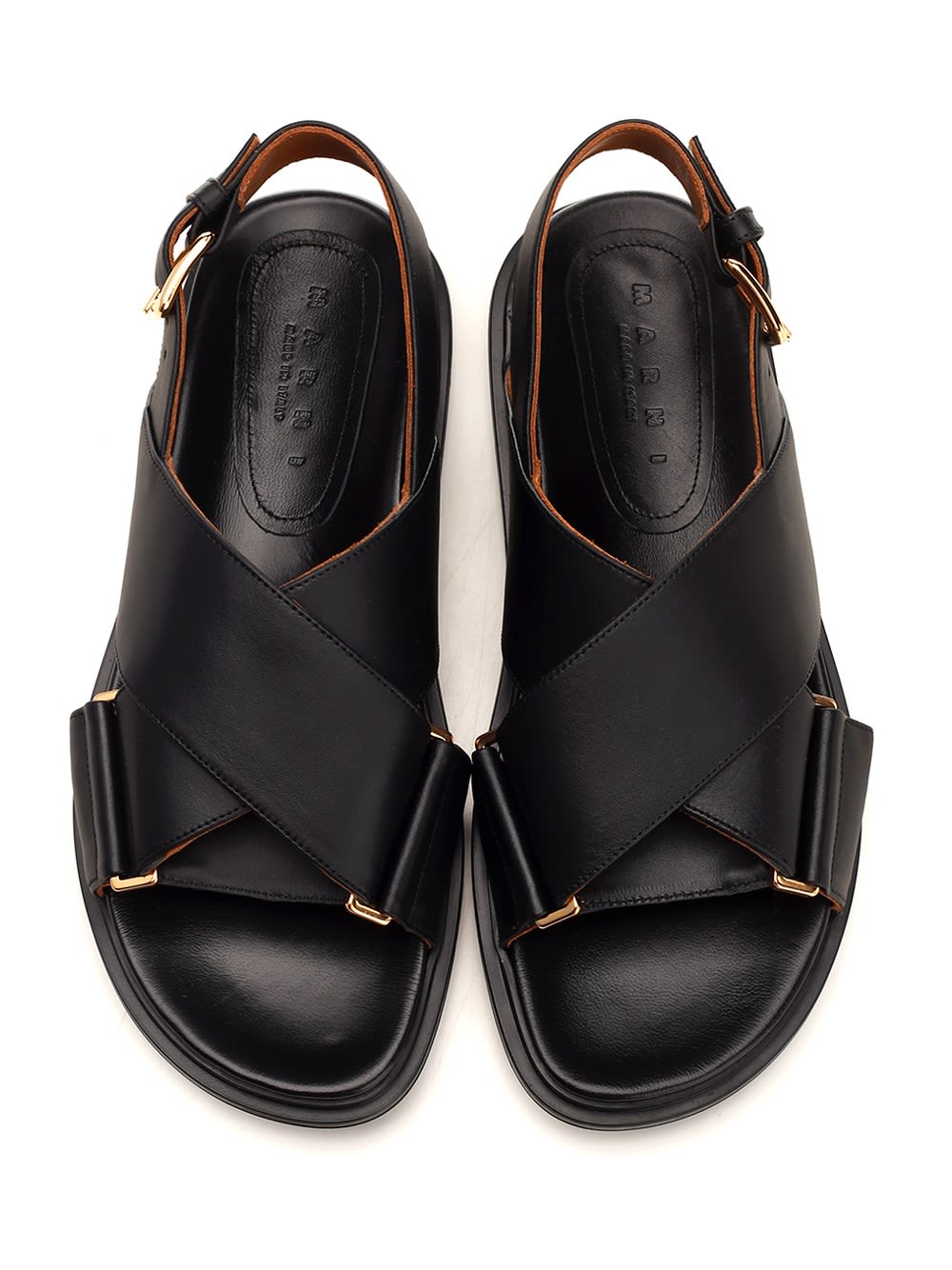 Shop Marni Fussbett Crossed Sandals In Black