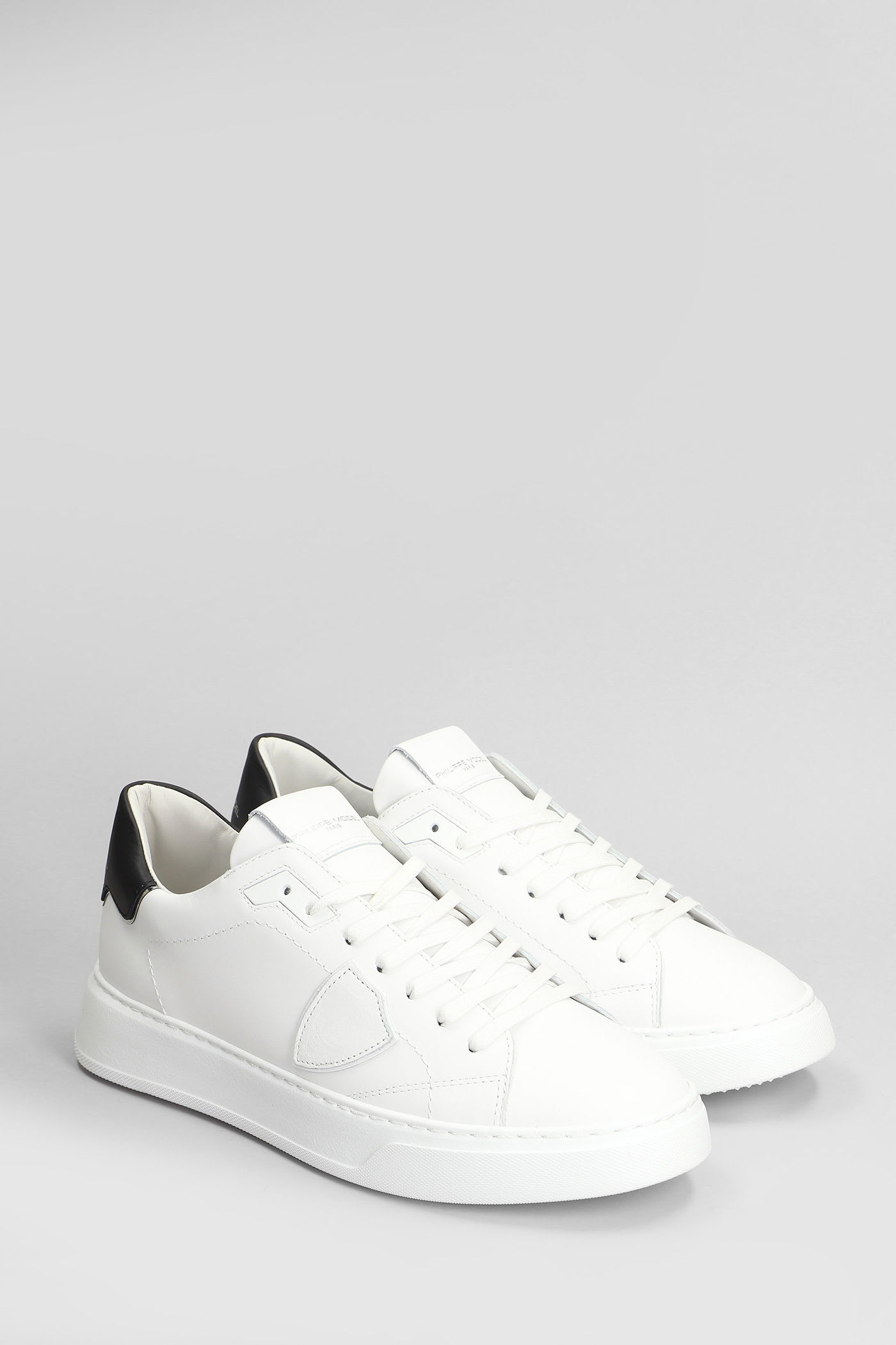Philippe Model Temp Low Sneakers In White Leather In White