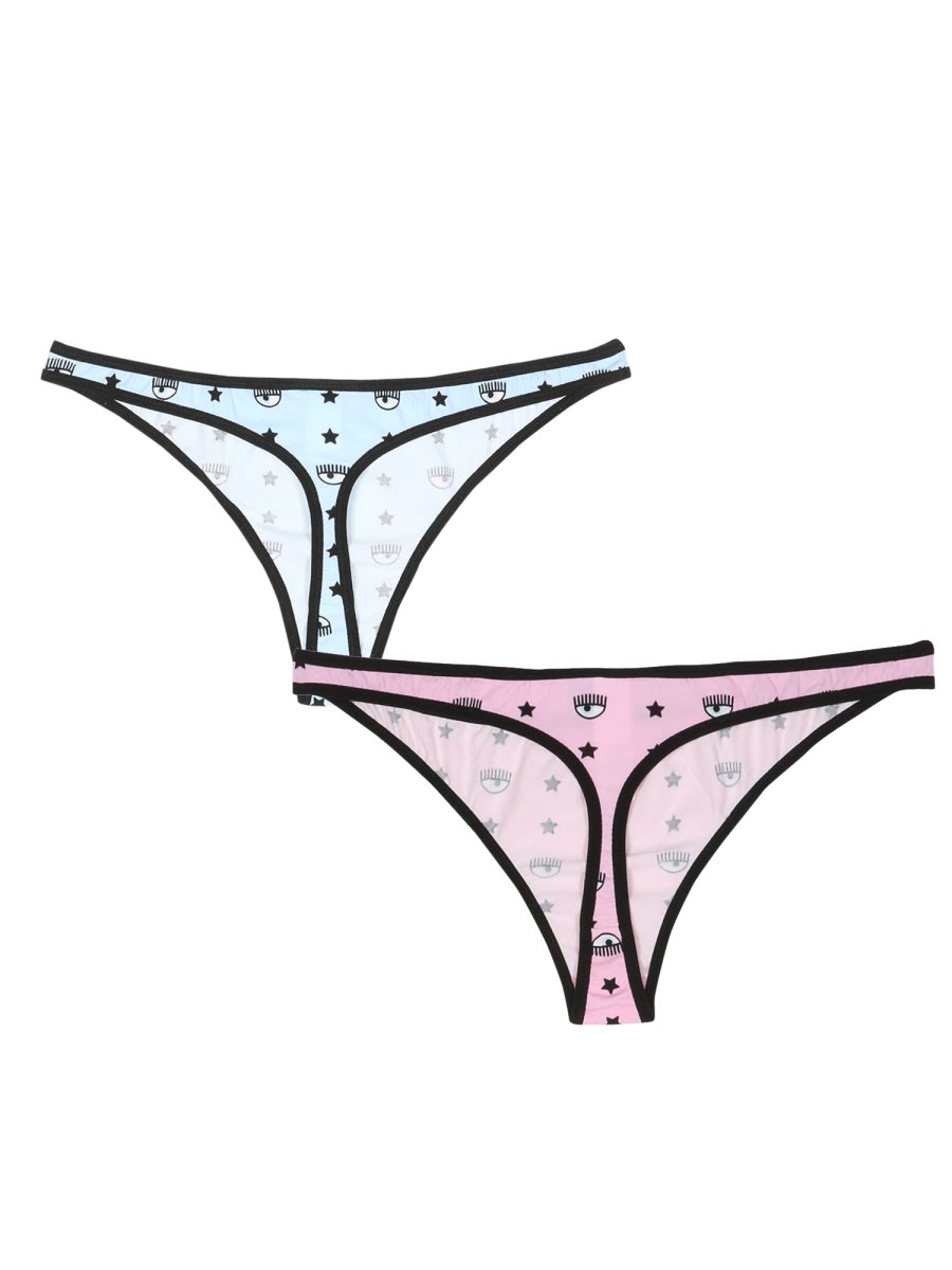 Shop Chiara Ferragni Pack Of Two Briefs With Logomania In Pink
