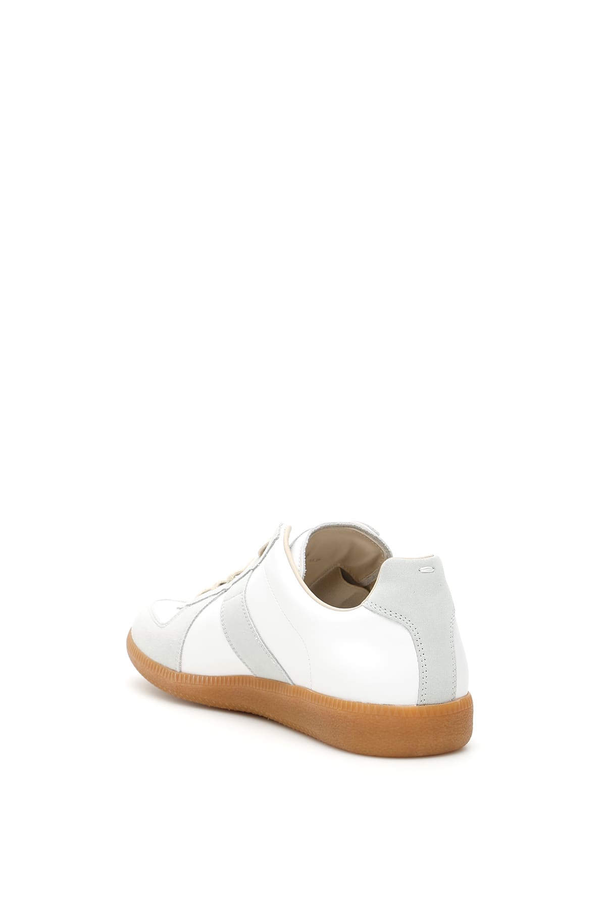 Shop Maison Margiela Replica Leather Sneakers In White/neutrals