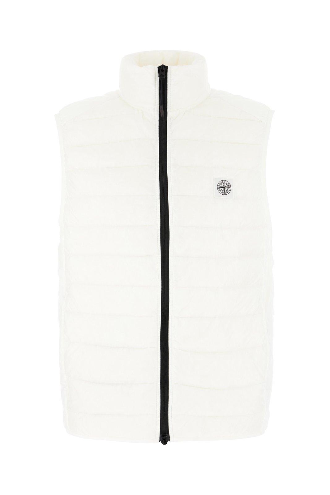 Shop Stone Island High Neck Quilted Gilet In Neutrals