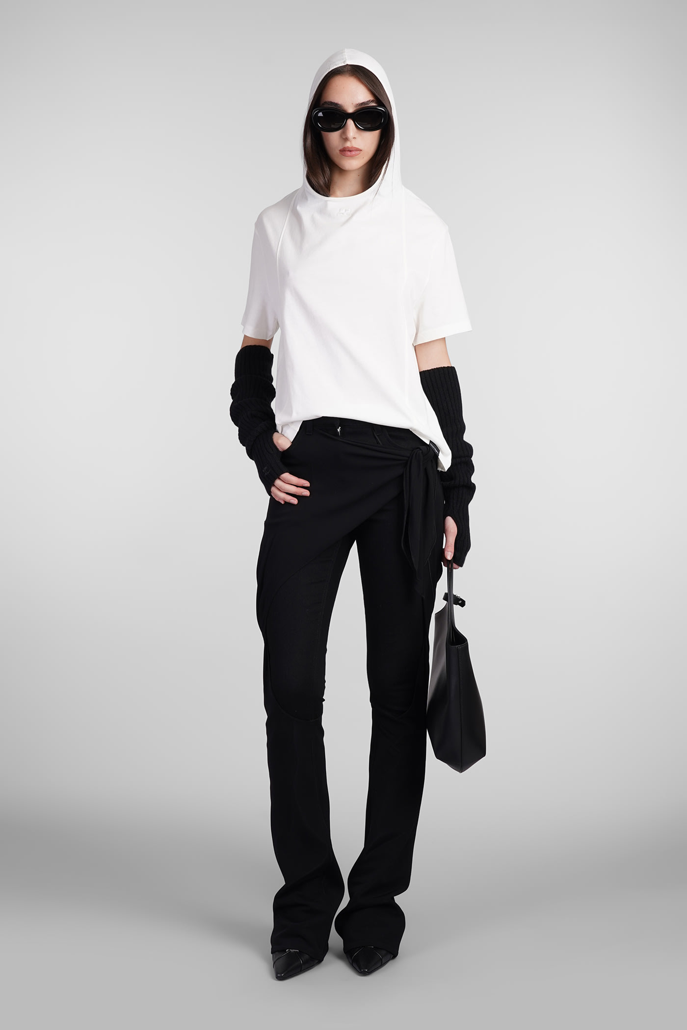 Courrèges White Cotton Hoodie T-shirt In White