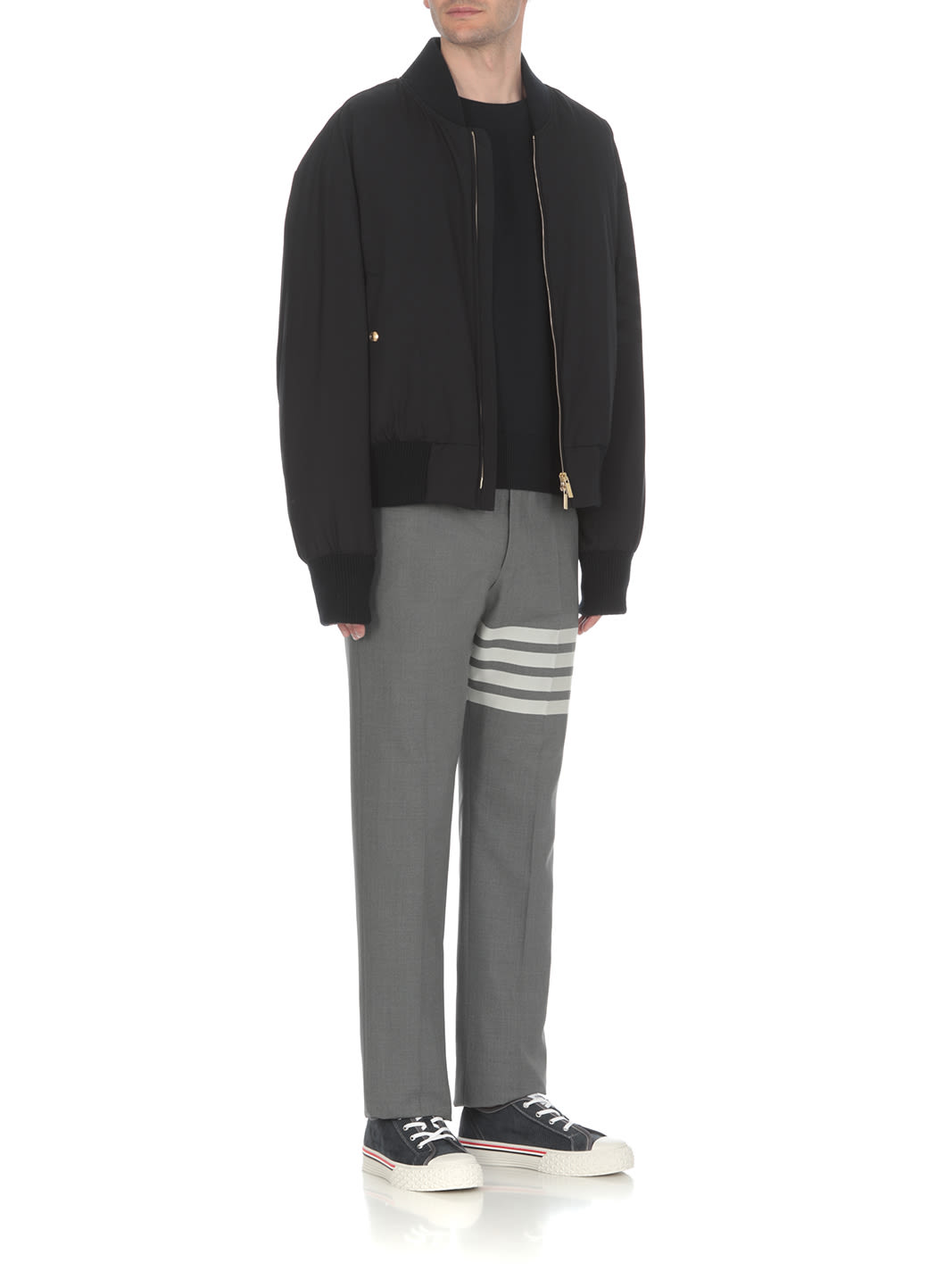 Thom Browne 4-bar Stripe Virgin Wool Jumper In Blue