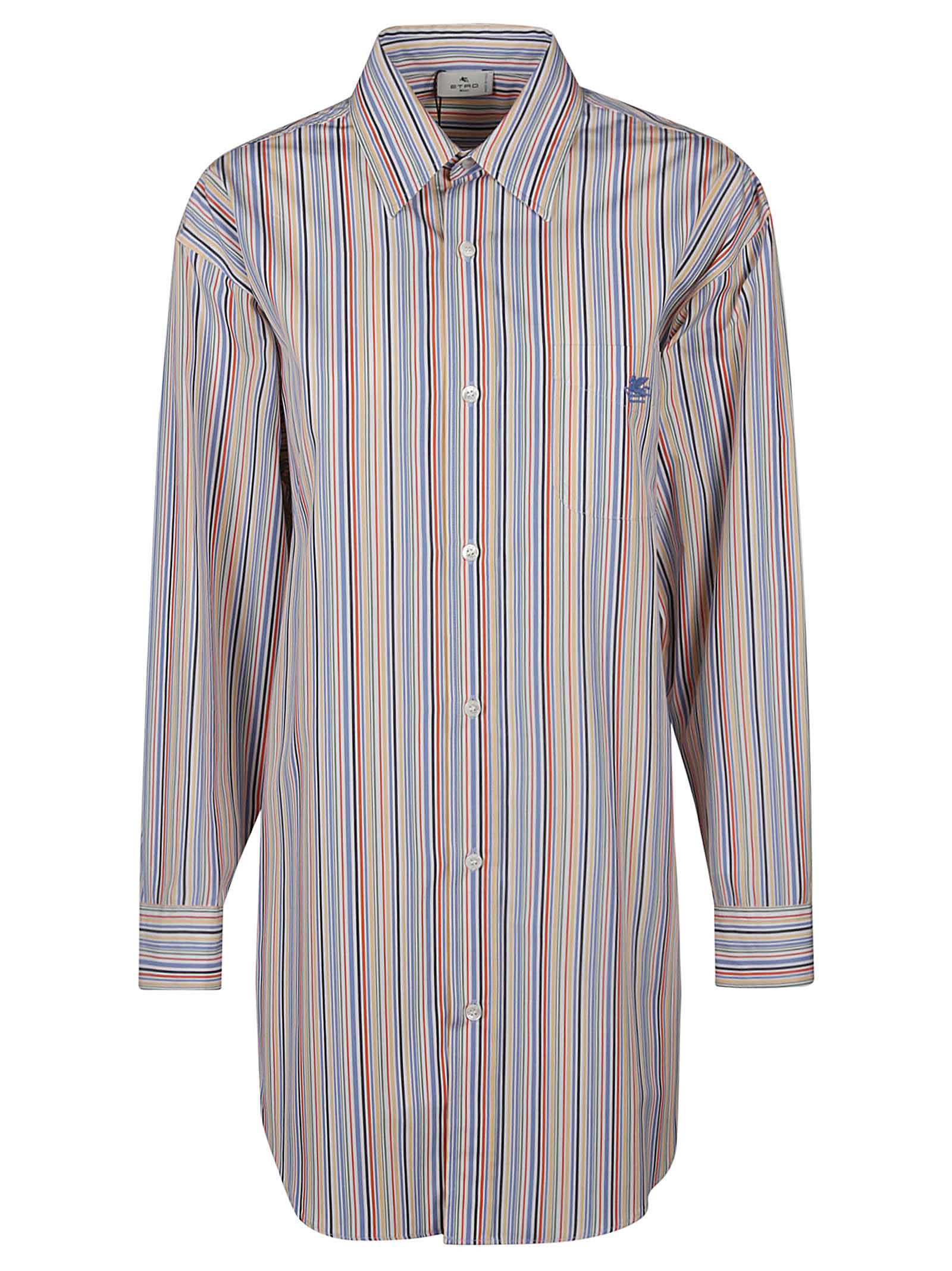 Etro Long Sleeve Pegaso-embroidered Shirt In Grigio