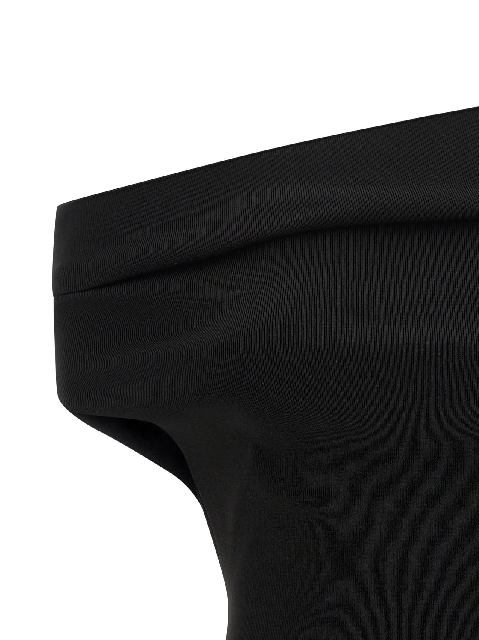 Armarium Debra Asymmetric Stretch-knit Top In Black