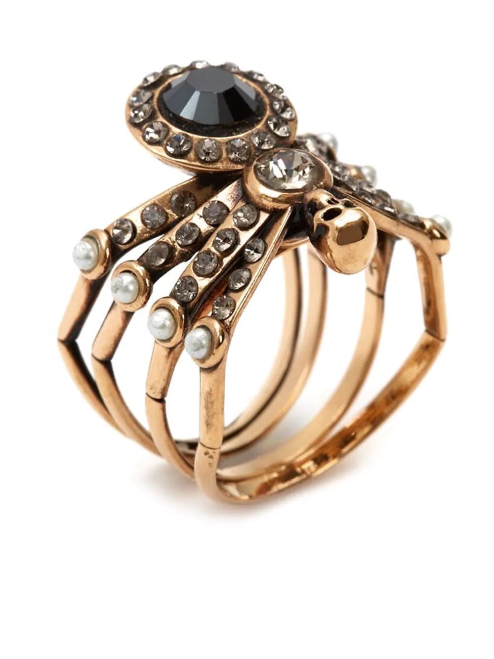 Shop Alexander Mcqueen Spider Ring In Antique Gold