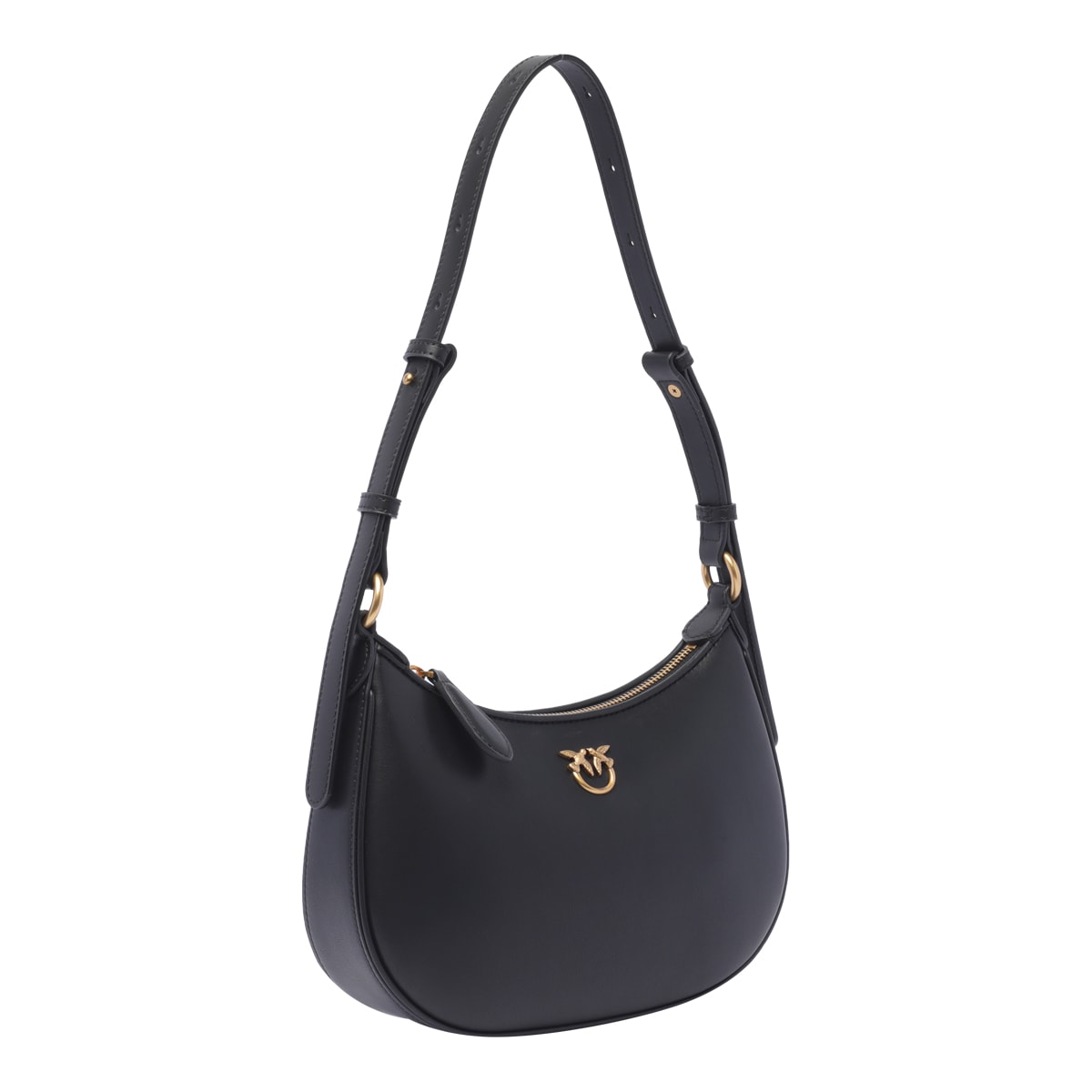 Shop Pinko Mini Half Moon Shoulder Bag In Black