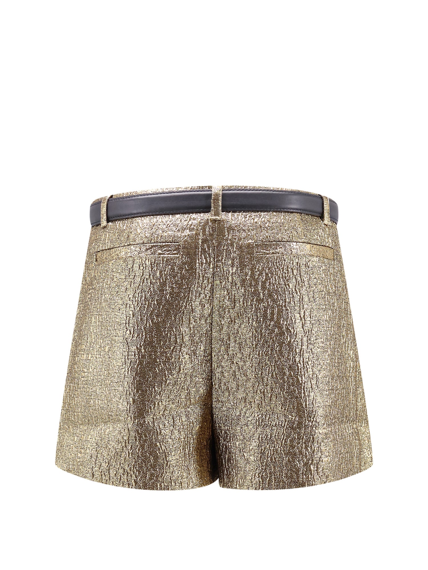 Self-portrait High-waisted Gold Jacquard Skort With Removable Belt In Gold