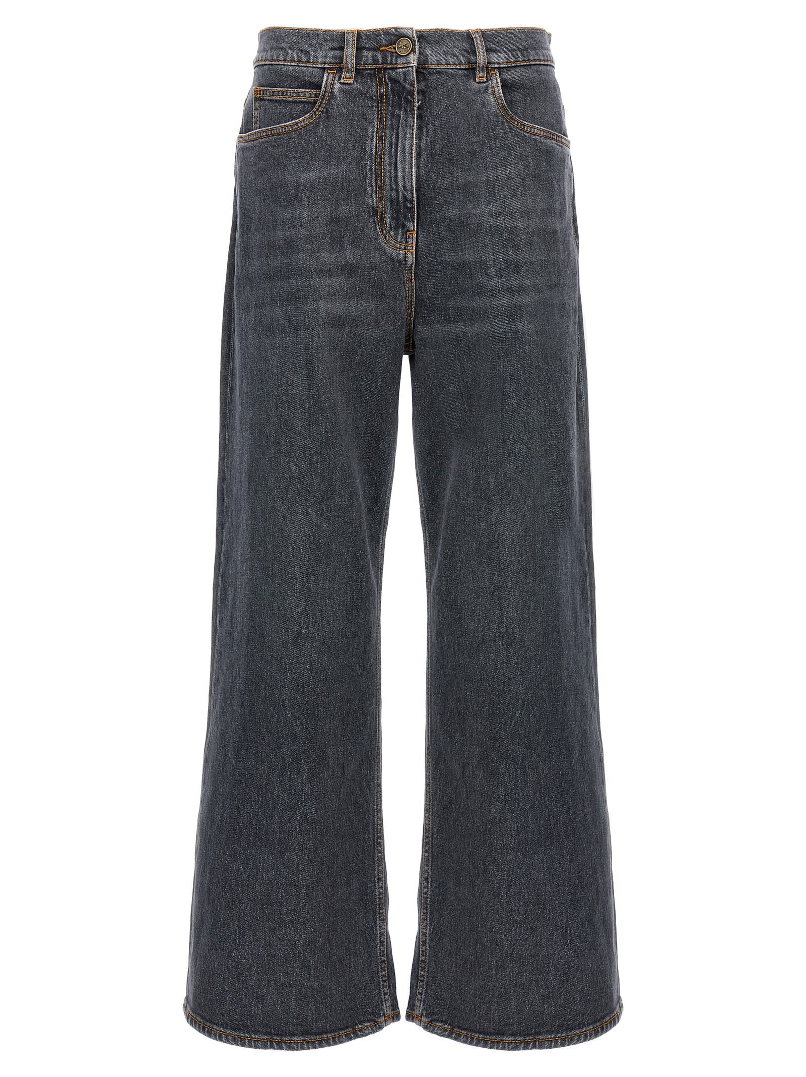 Shop Etro Wide Leg Jeans In Gray