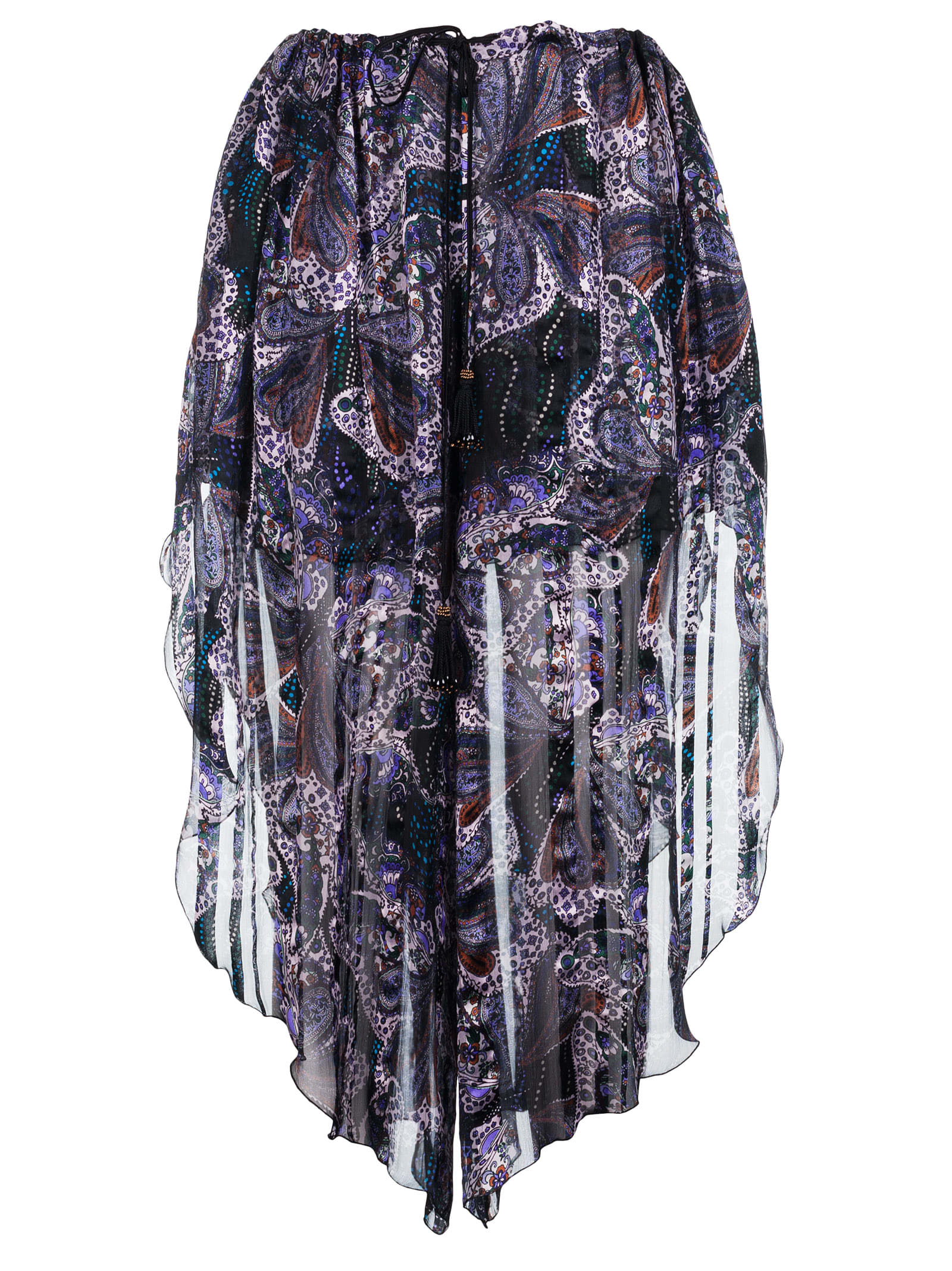 Etro Asymmetric Lace Floral Skirt In Multicolor