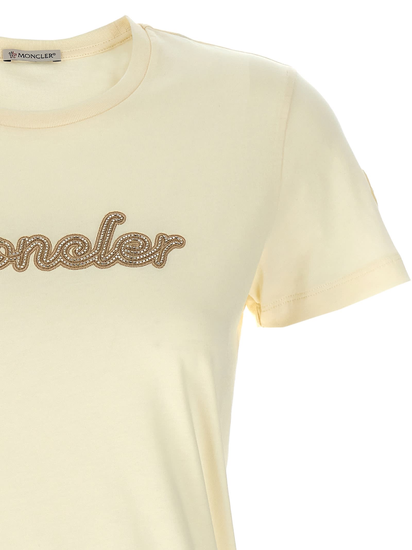 Moncler Logo Embroidery T-shirt In White