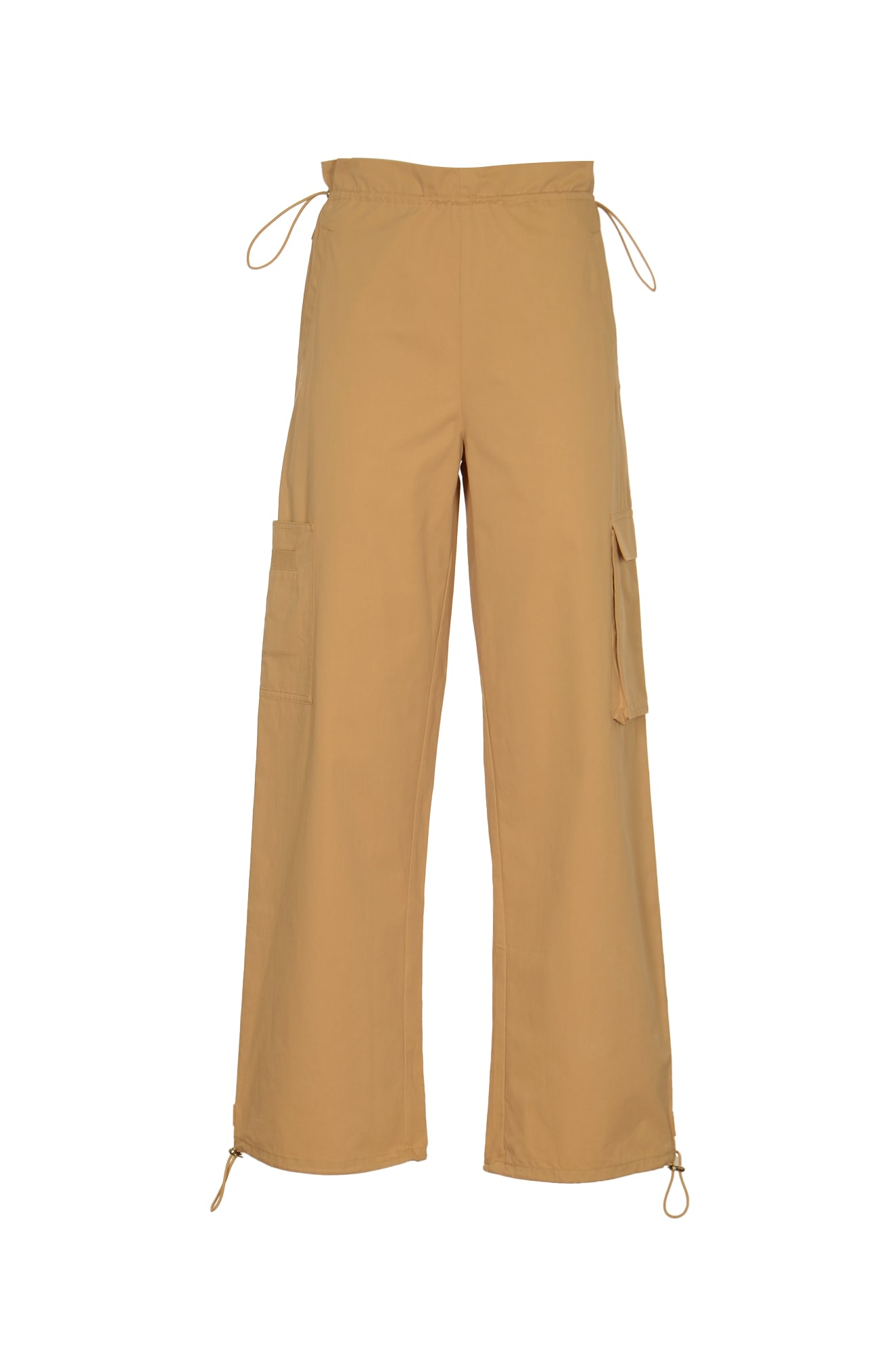 Drawstring Waist Straight-leg Cargo Pants