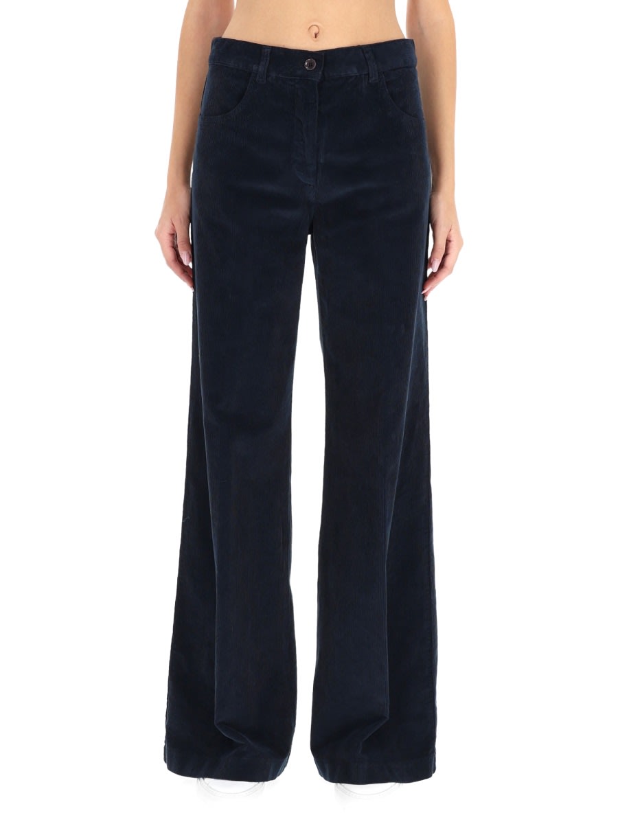 Aspesi Relaxed Fit Wide-leg Trousers Pockets In Blue