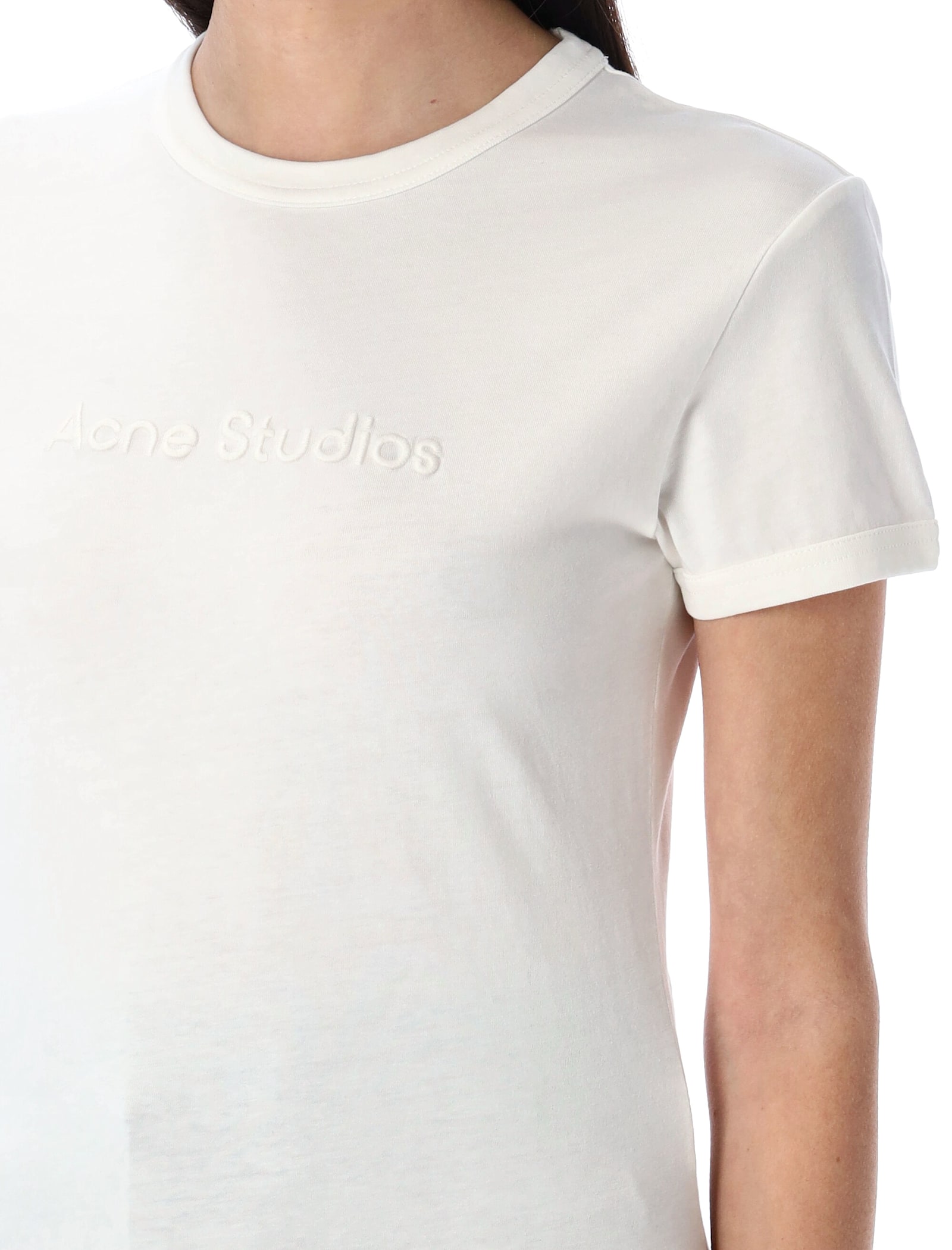 Acne Studios Logo T-shirt In Cold White