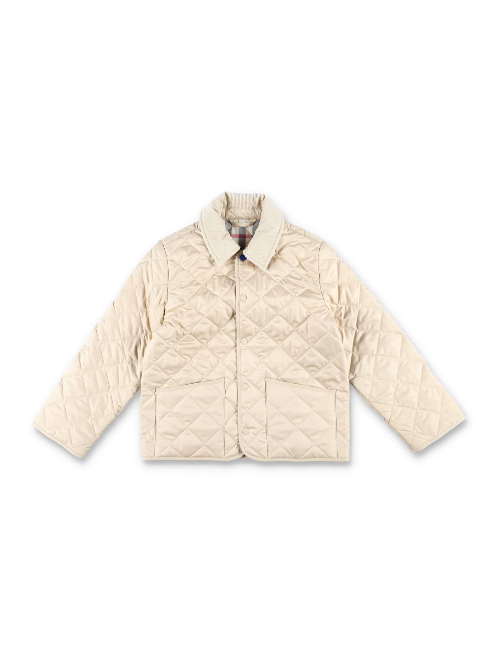 Shop Burberry Quilted Jacket In Pale Stone