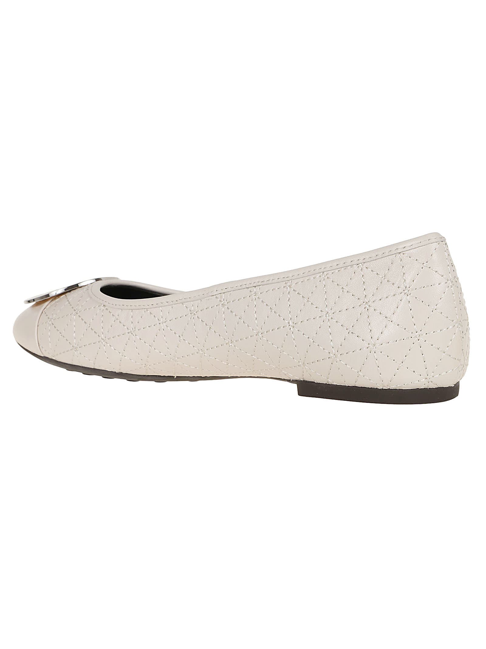 Shop Tory Burch Claire Quilted Ballet In Light Cream Silver Gold