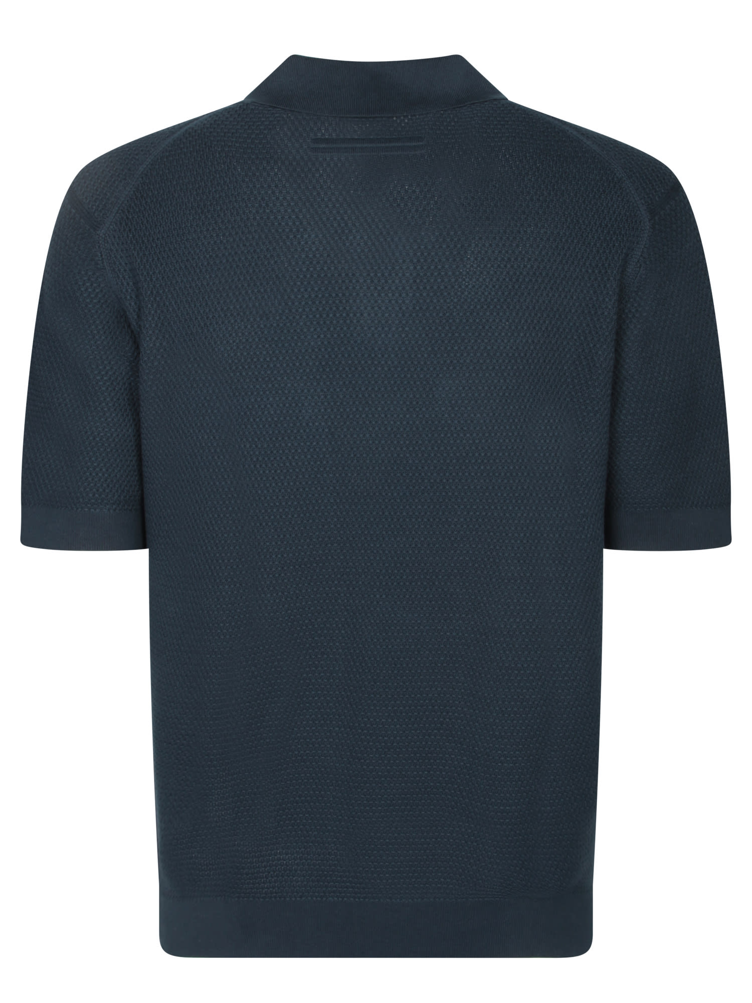 Shop Zegna Teal Blue Cotton Polo Shirt