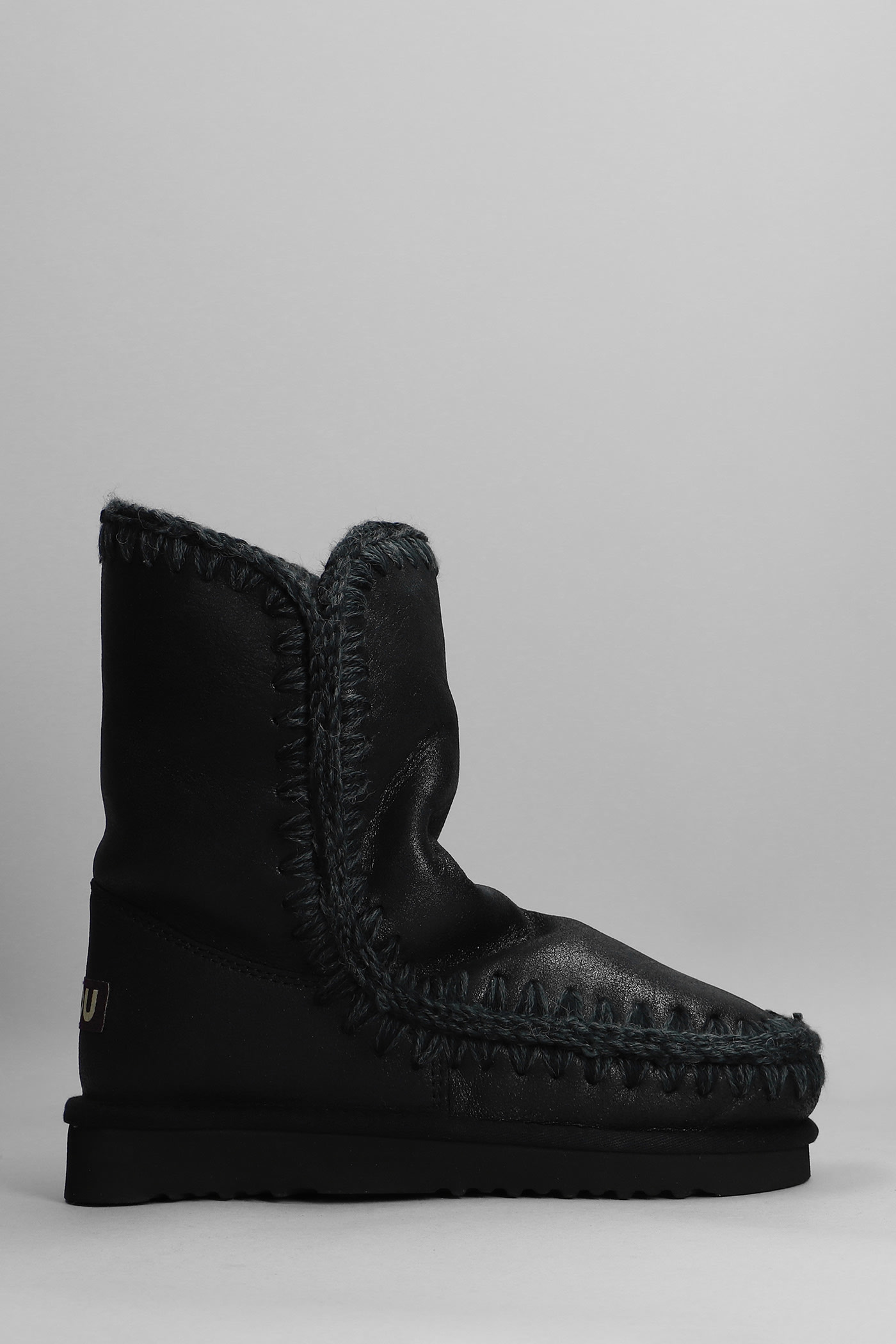 Eskimo 24 Low Heels Ankle Boots In Black Leather