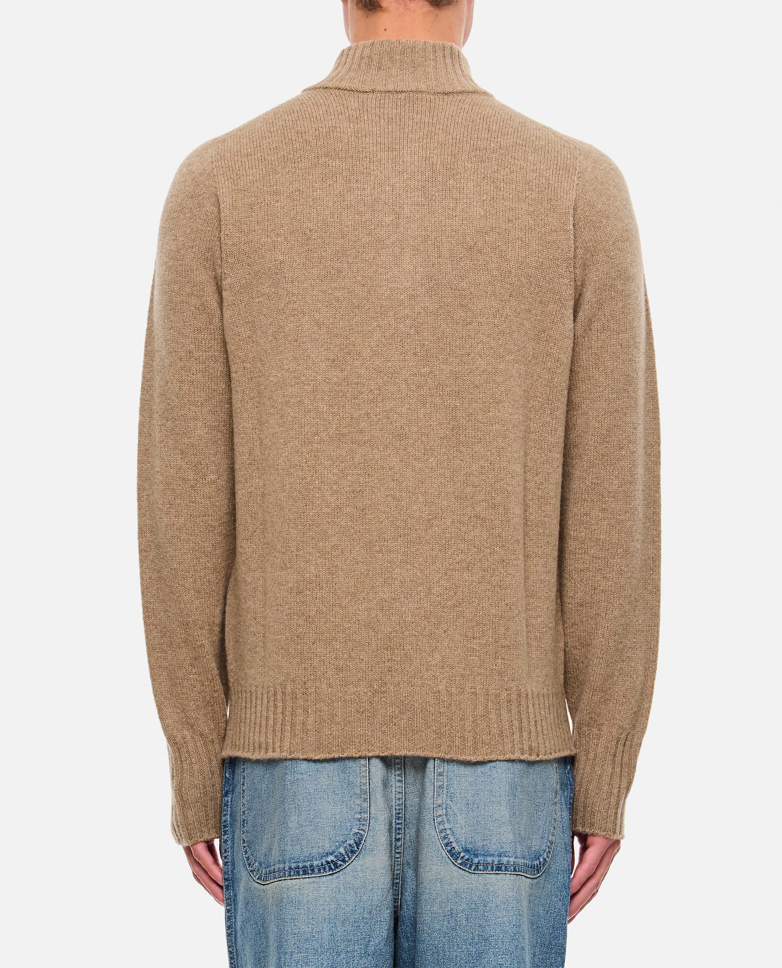 Shop Drumohr Half Zip Sweater In Beige