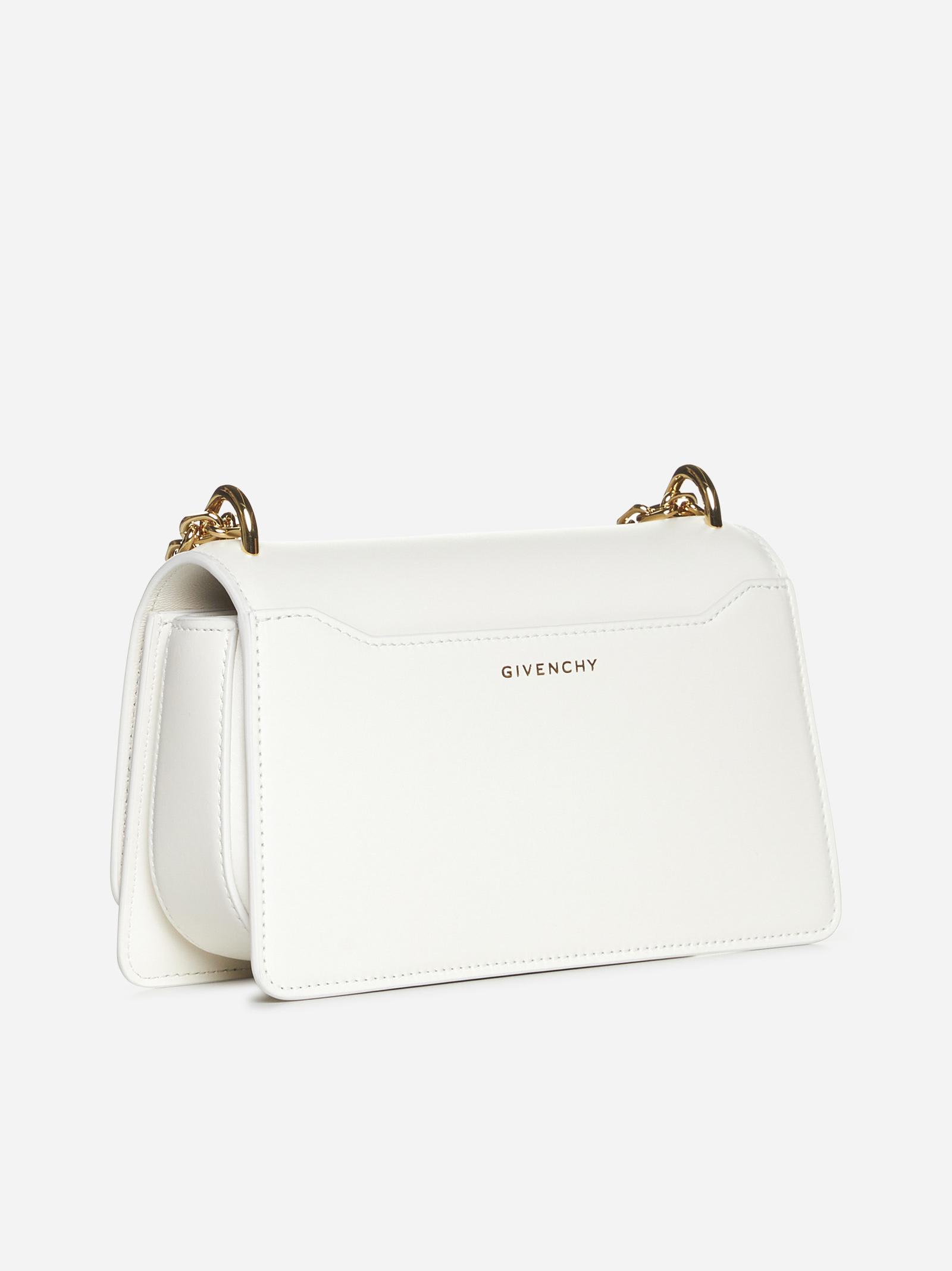 Shop Givenchy 4g Leather Sliding Chain Small Bag In White