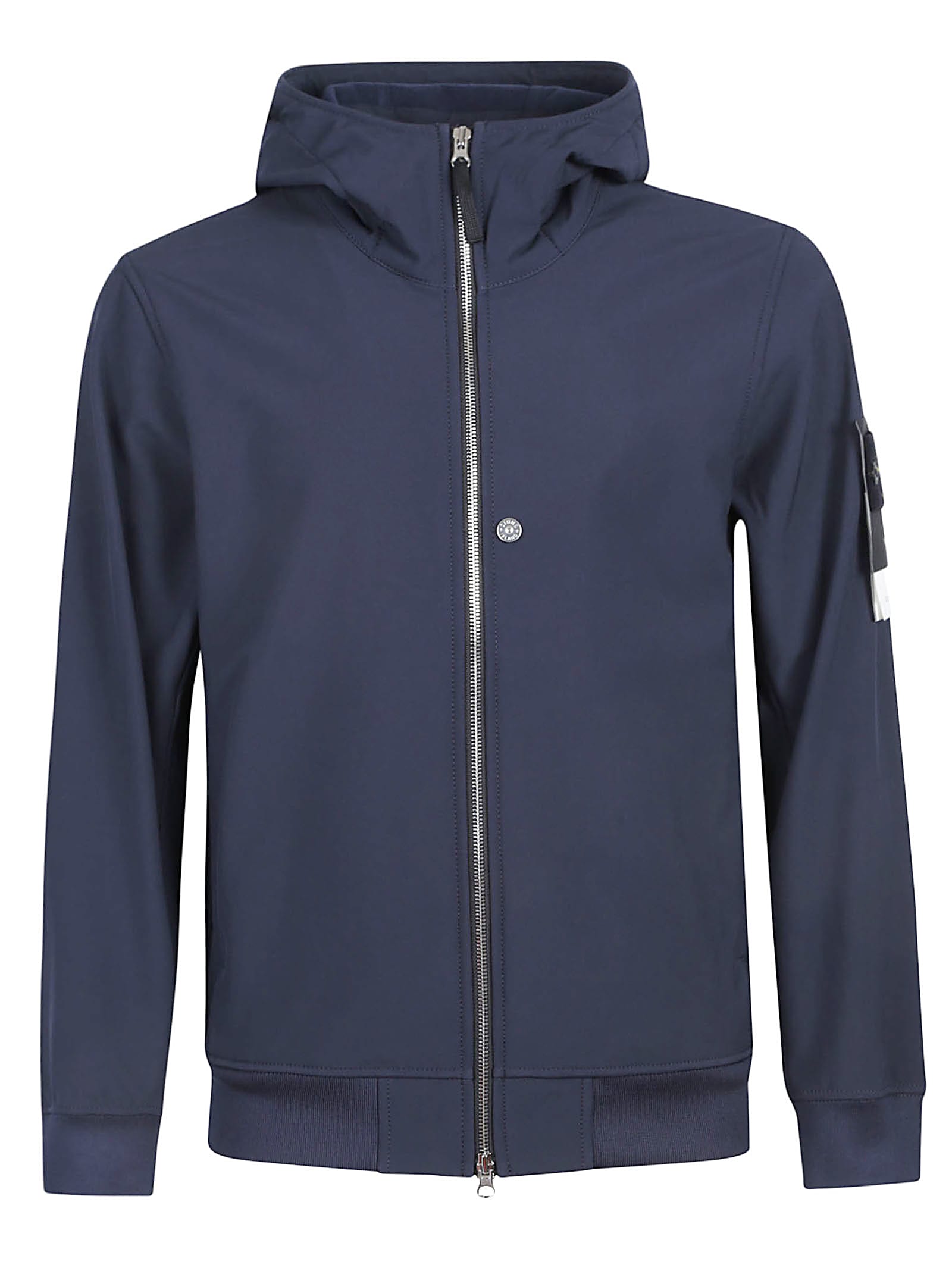 Stone Island Men Soft Shell-r Technology Logo Jacket In Blue