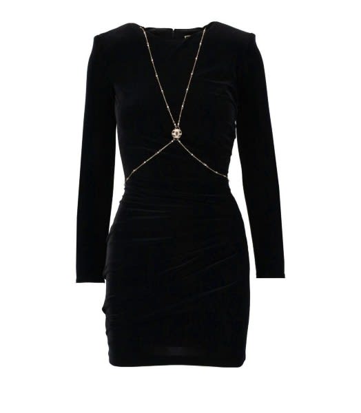 Elisabetta Franchi Fitted Mini Dress With Body Chain