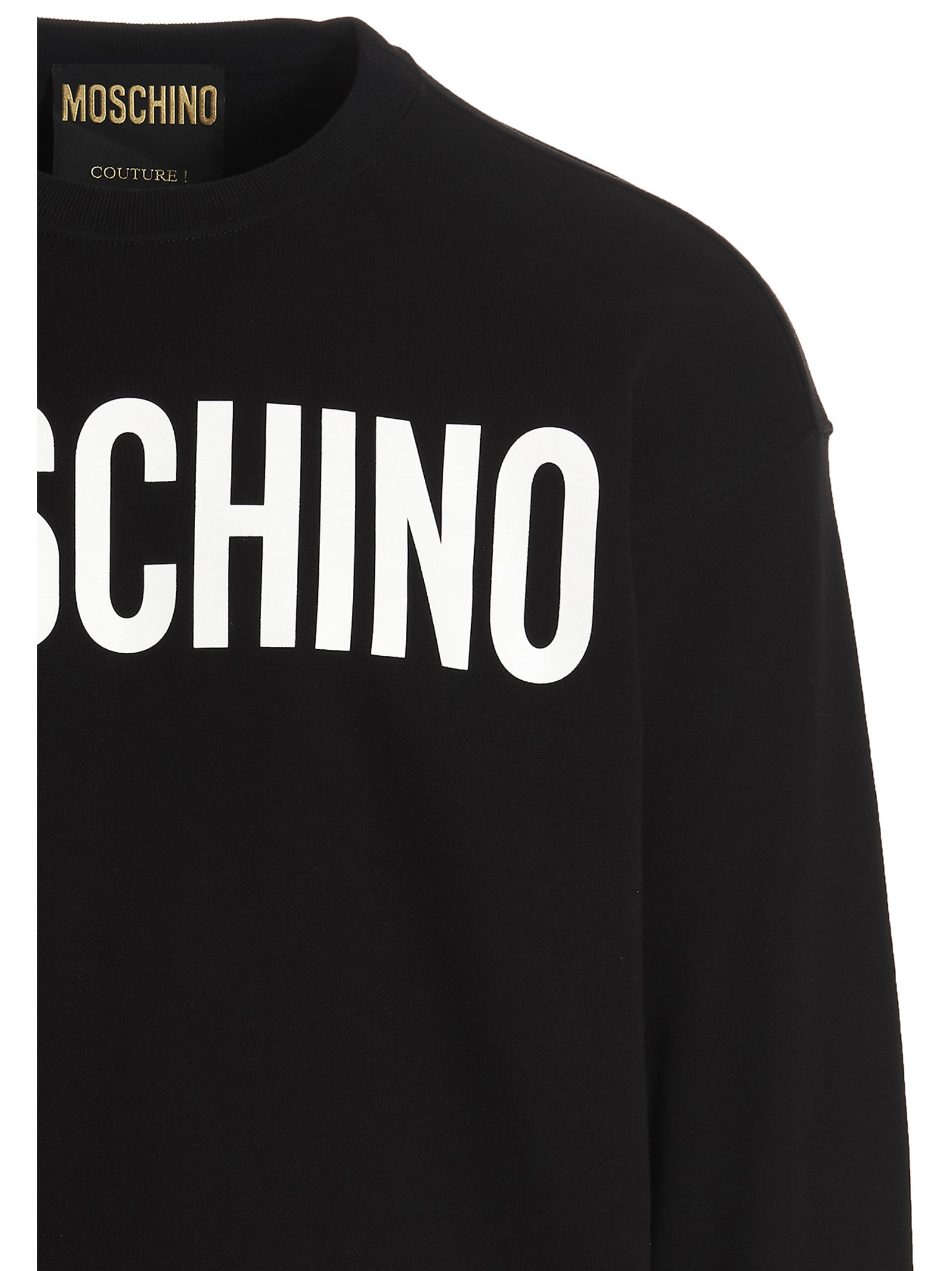 Shop Moschino Label Sweatshirt In White/black