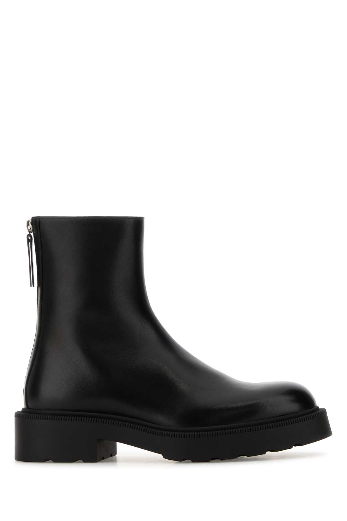 The Row Nobilis Leather Ankle Boots In Black