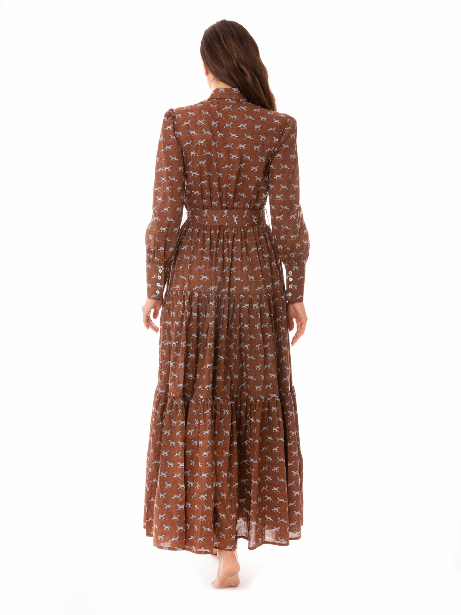 Mc2 Saint Barth Woman Long Dress With Zebra Print In Brown