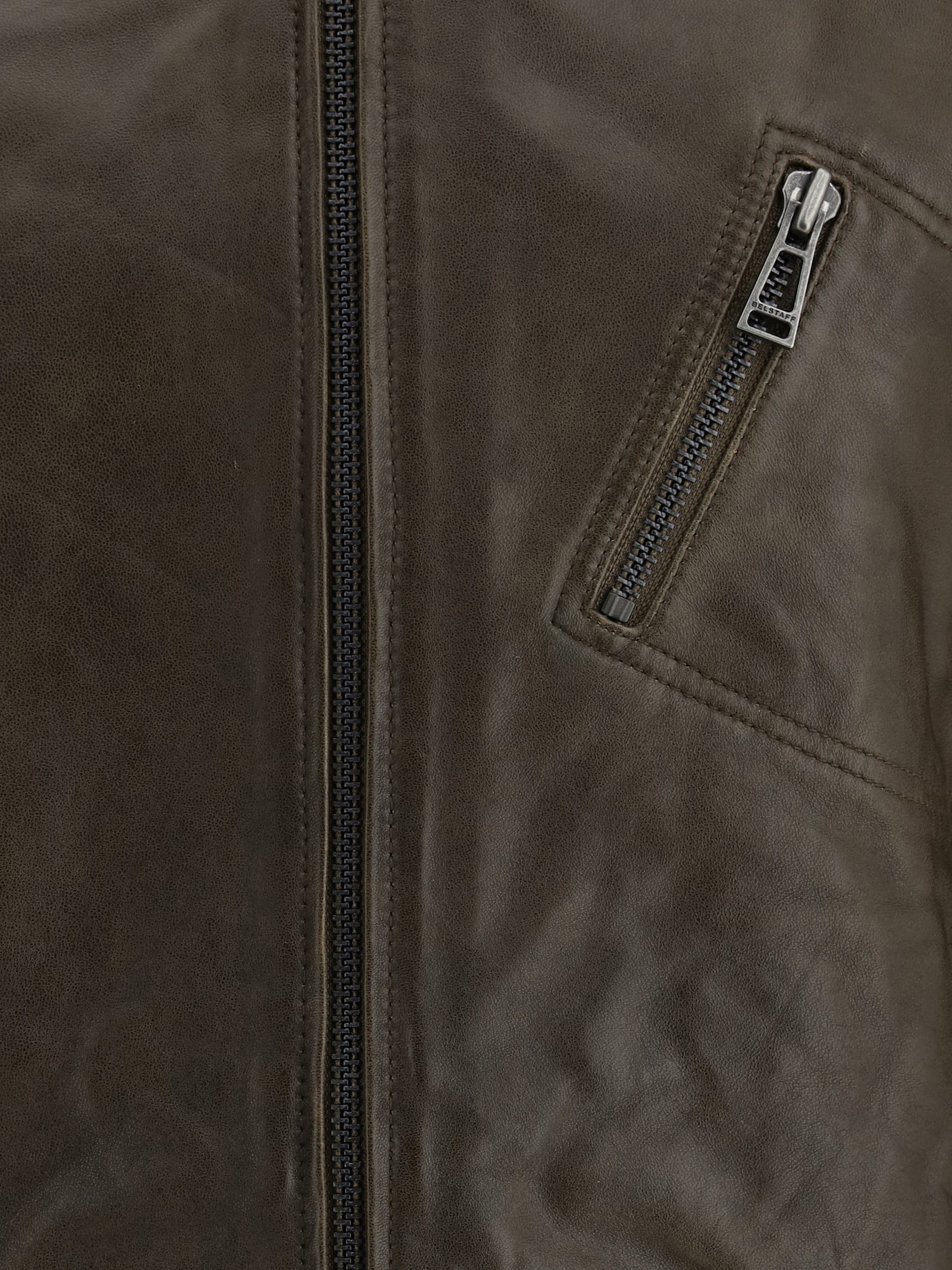 Shop Belstaff Lambskin V Racer Jacket In Army Olive