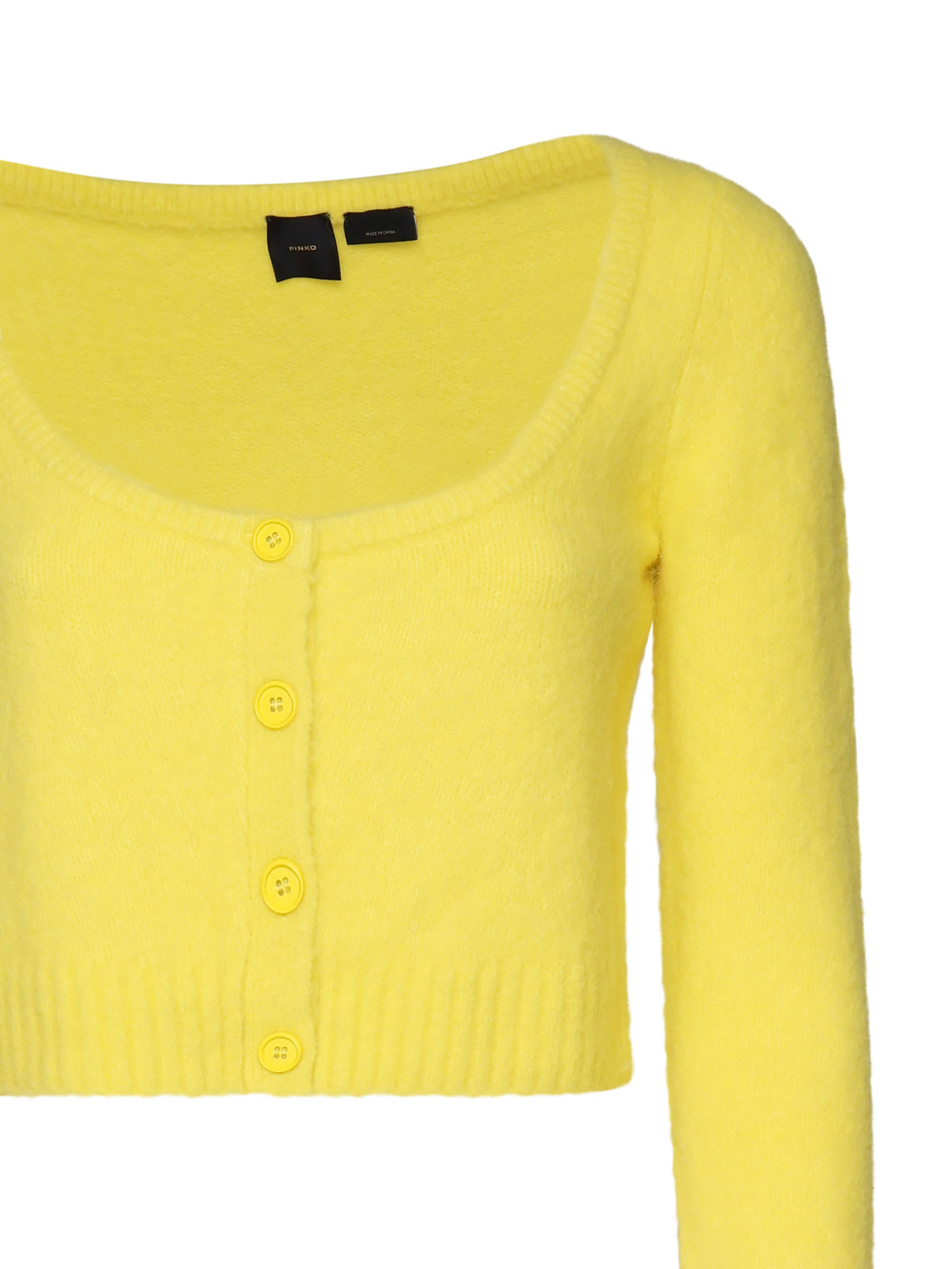 Shop Pinko Colorpoint Sweater With Wide Round Neckline In Yellow