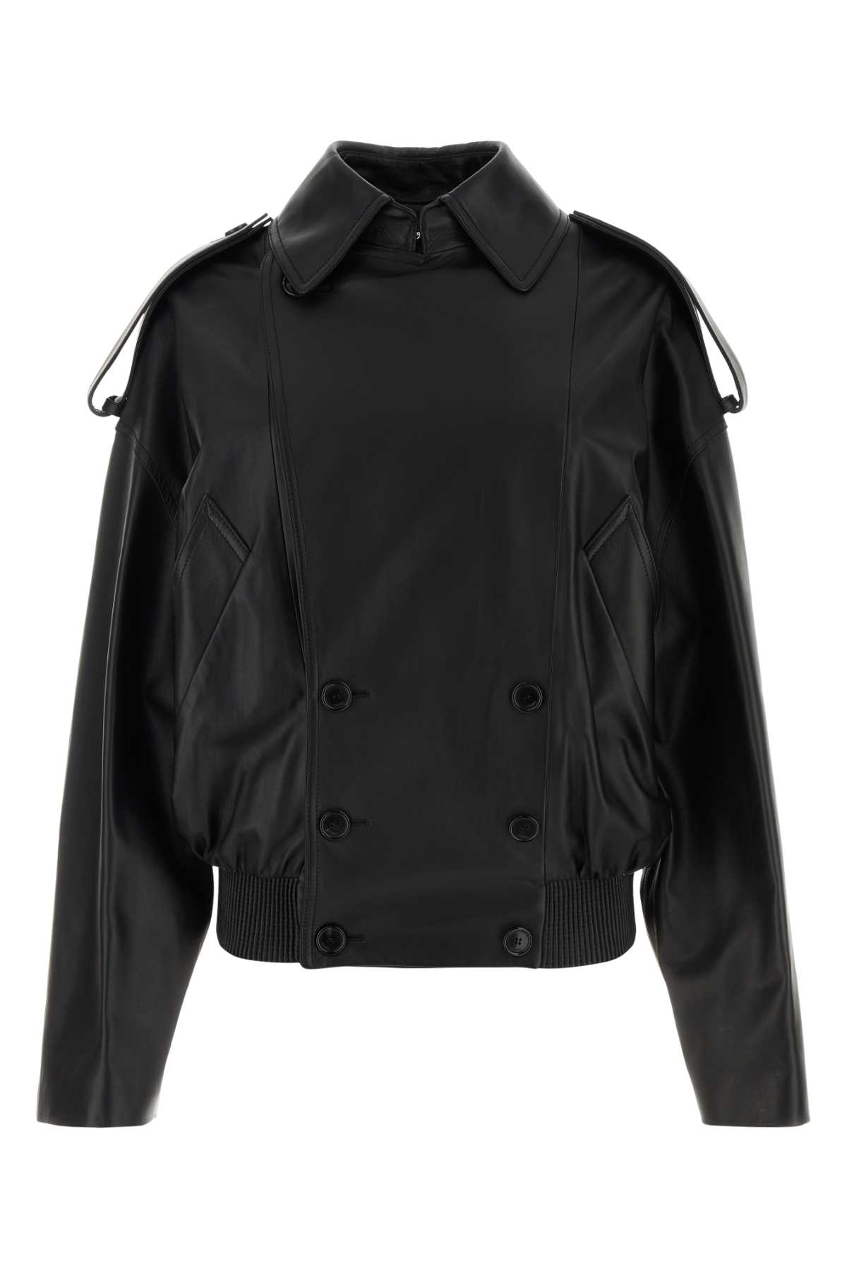 Shop Loewe Black Nappa Leather Jacket