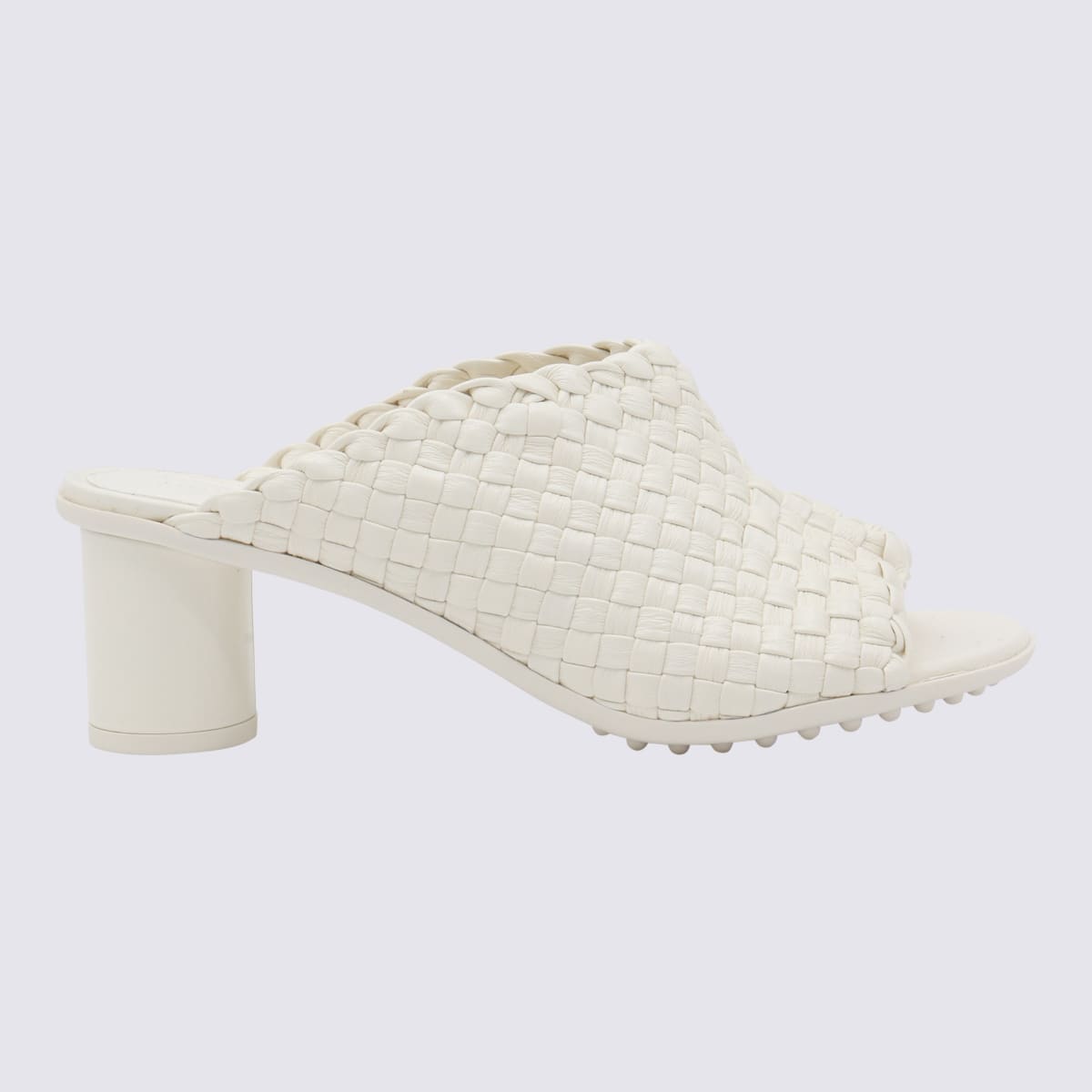 White Leather Atomic Mule Sandals