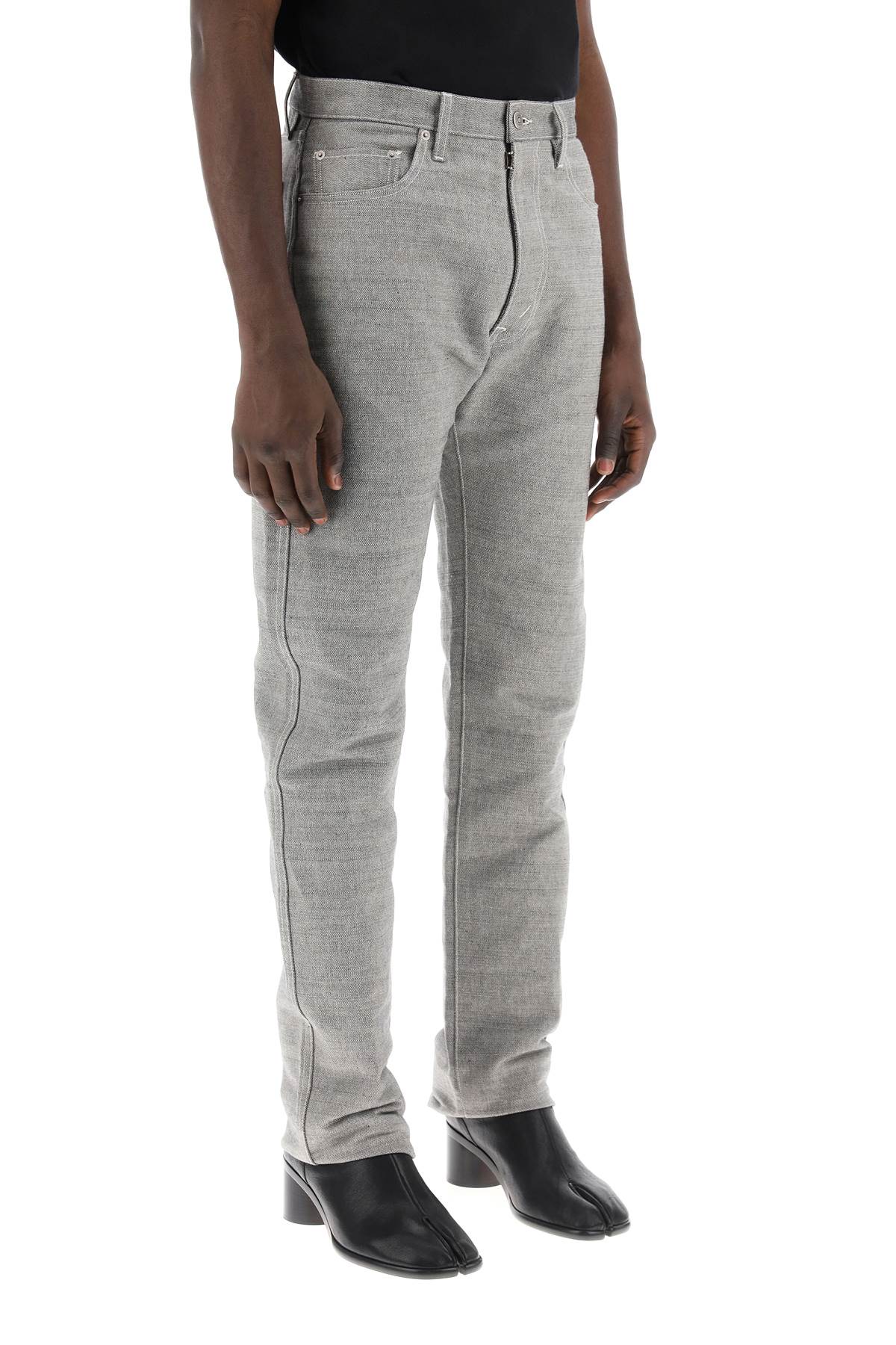 Shop Maison Margiela Five-pocket Trousers In Mã©lange Effect Canvas In Caviar (grey)