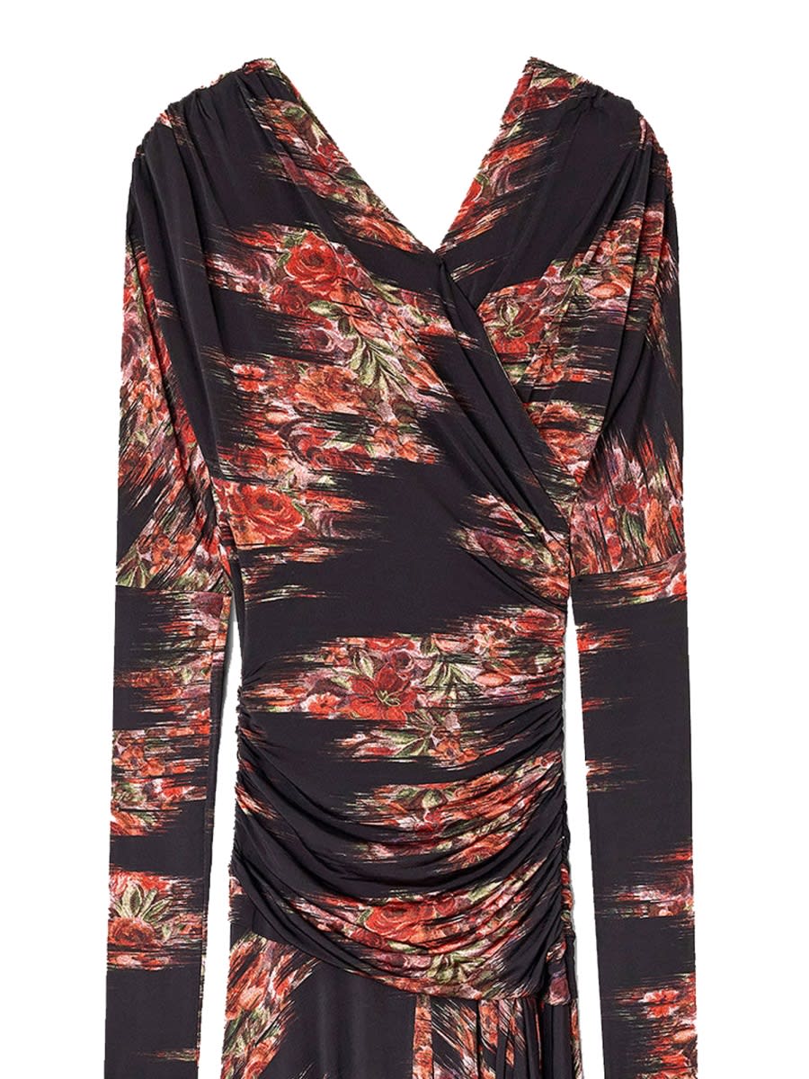 Ganni Self-portrait Midi Crochet Dress With Bows In Multi