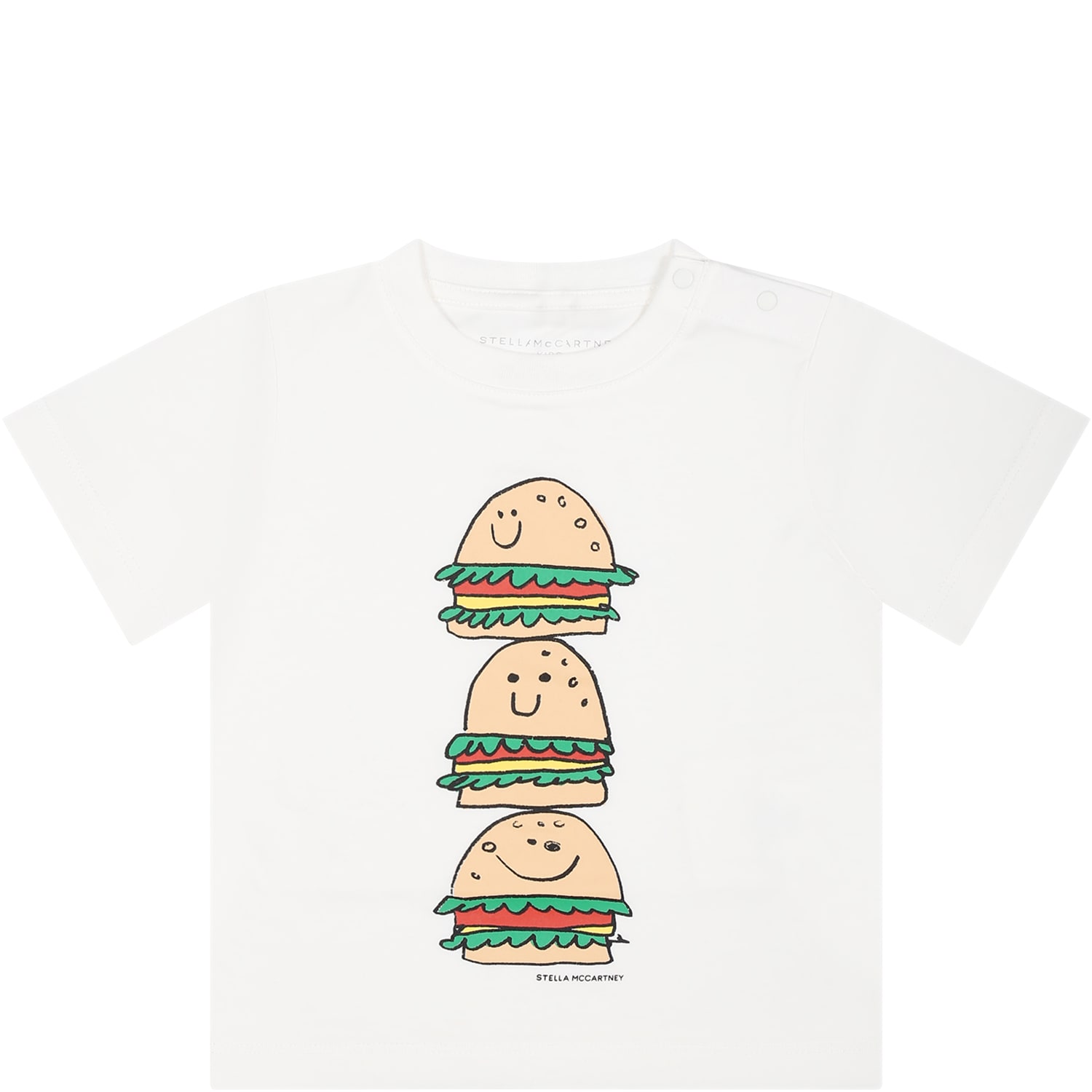 Stella Mccartney White T-shirt For Baby Boy With Hamburger Print