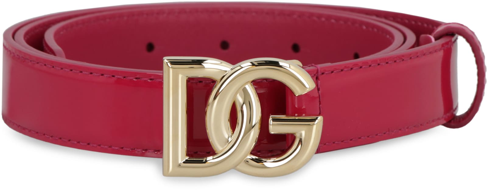 Shop Dolce & Gabbana Dg Buckle Patent Leather Belt In Ciclamino