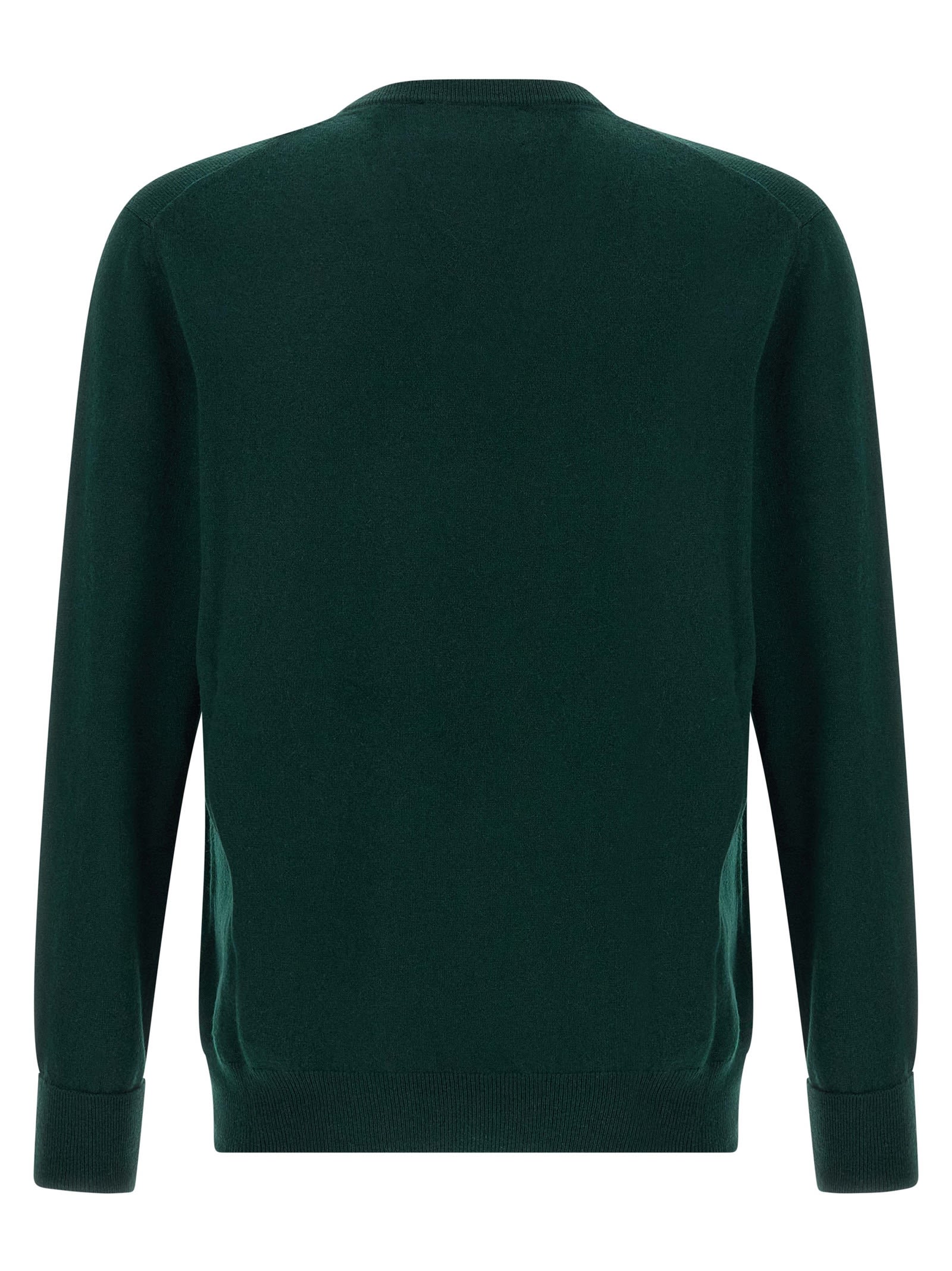 Ballantyne V-neck Cashmere Sweater With Ribbed Detailing In Green