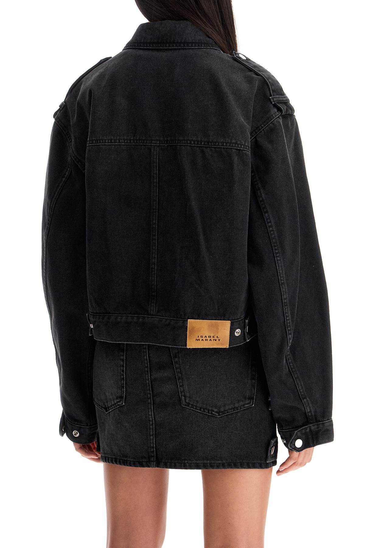 Shop Marant Etoile Julie Denim Jacket In Faded Black (black)